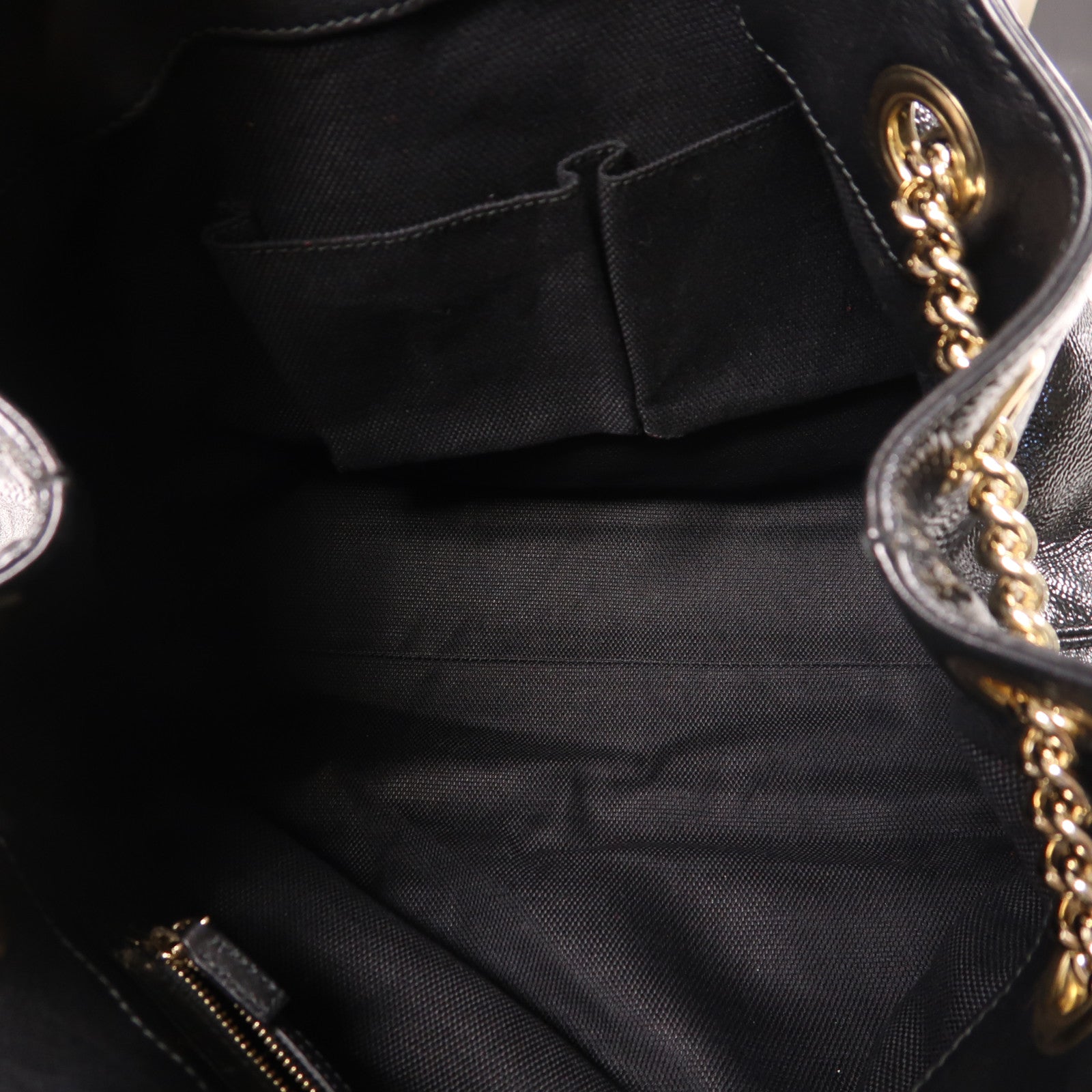 GUCCI 漆皮皮革Chain Shoulder金扣鏈帶肩背袋