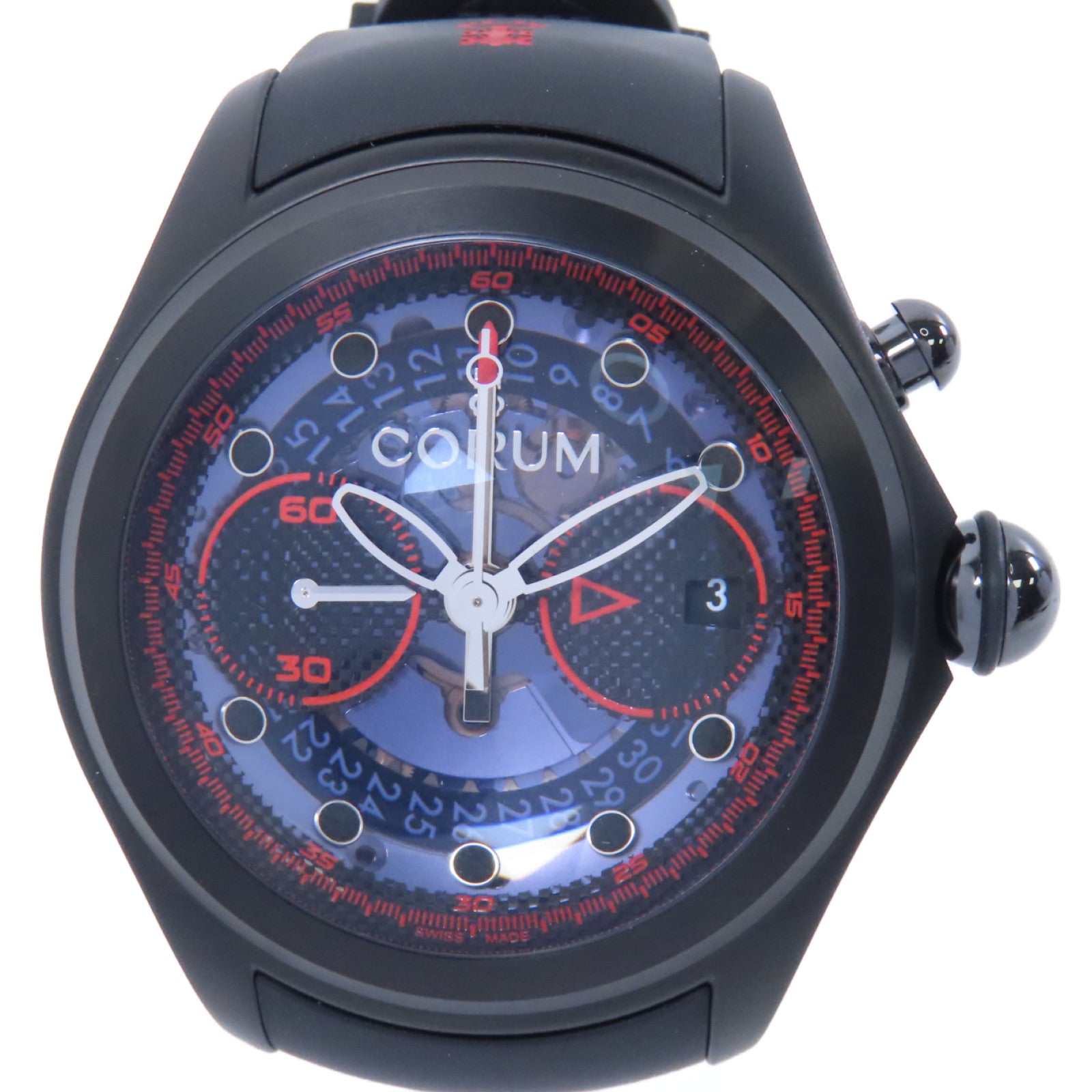 CORUM Big Bubble 52 Centro Limited鈦/橡膠手錶自動機芯黑色