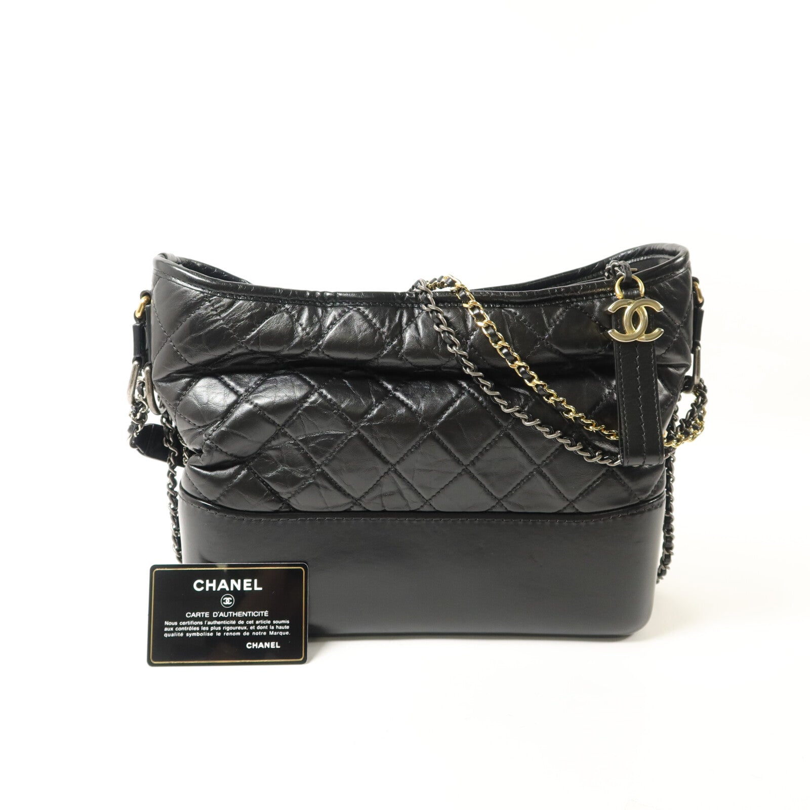 CHANEL 牛皮皮革Gabrielle Medium鏈帶手挽肩背兩用袋