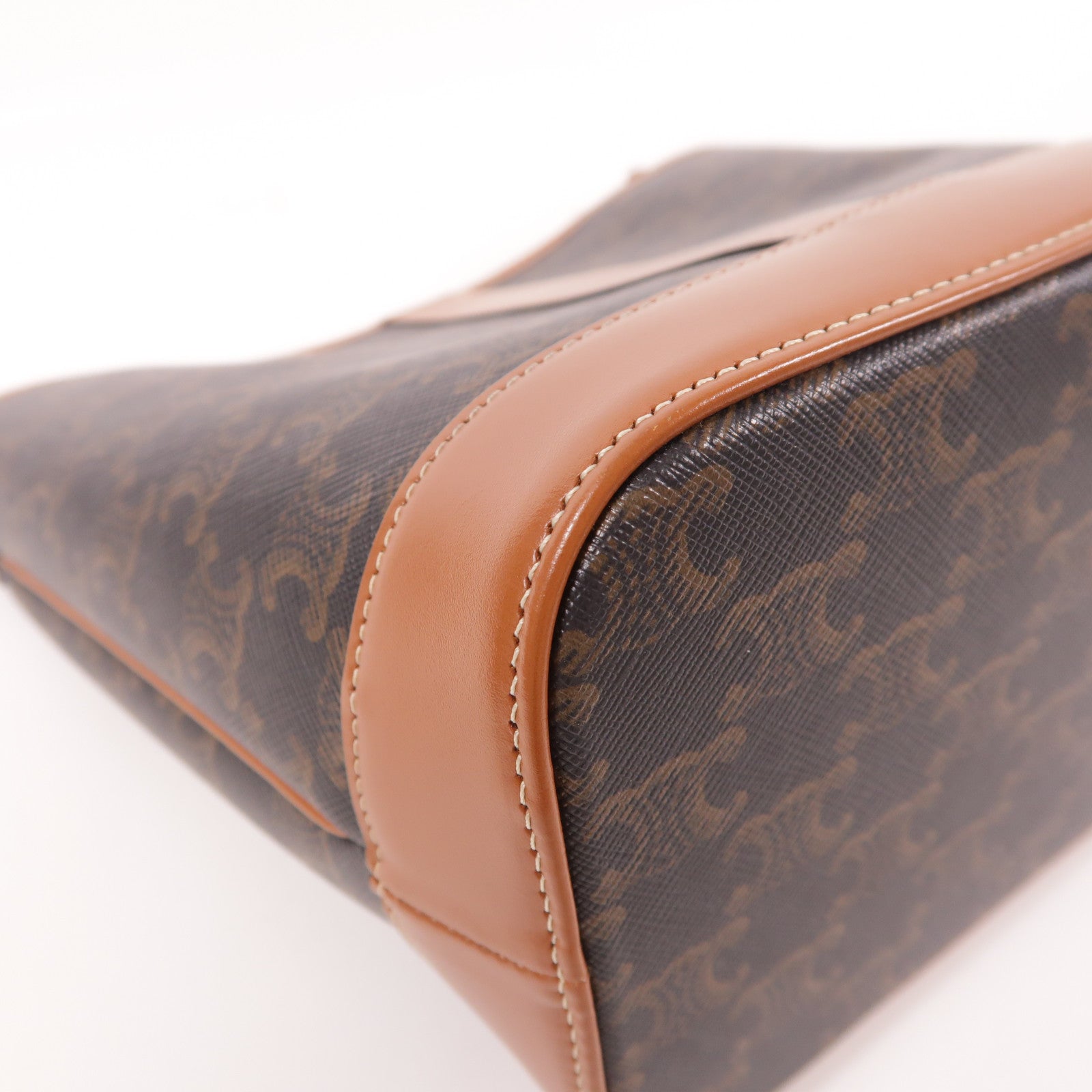 CELINE 塗層帆布Triomphe Bucket金扣肩背袋