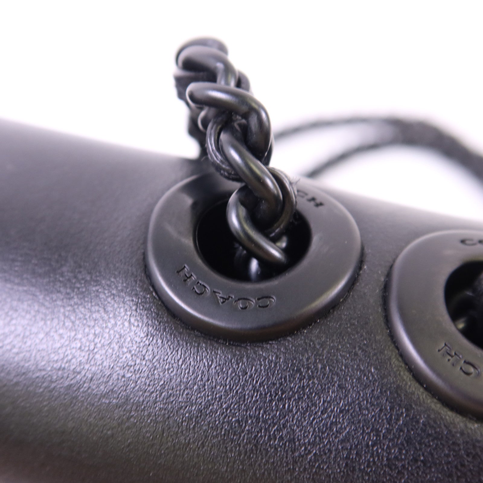 COACH 塗層帆布/牛皮皮革Mini Flap Crossbody Bag鏈帶肩背袋