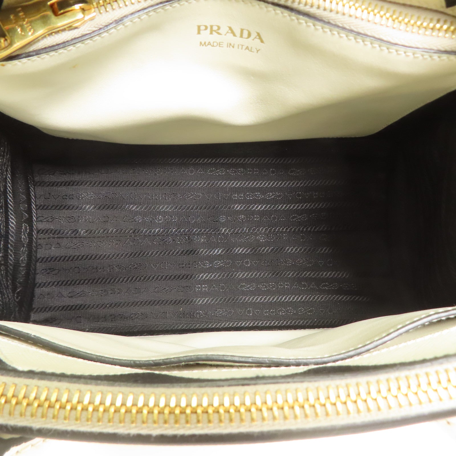 PRADA GHW 2way Shoulder Bag Calfskin Leather White