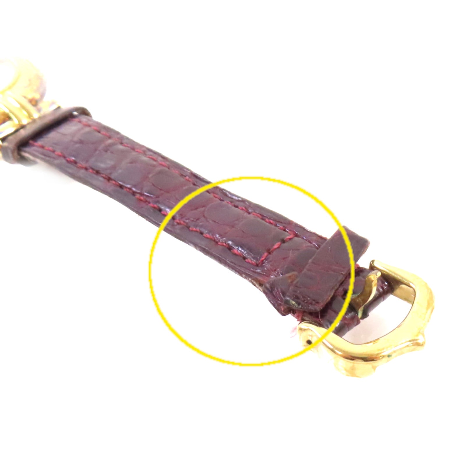 CARTIER Must Watch鍍金/皮帶石英機芯手錶白色