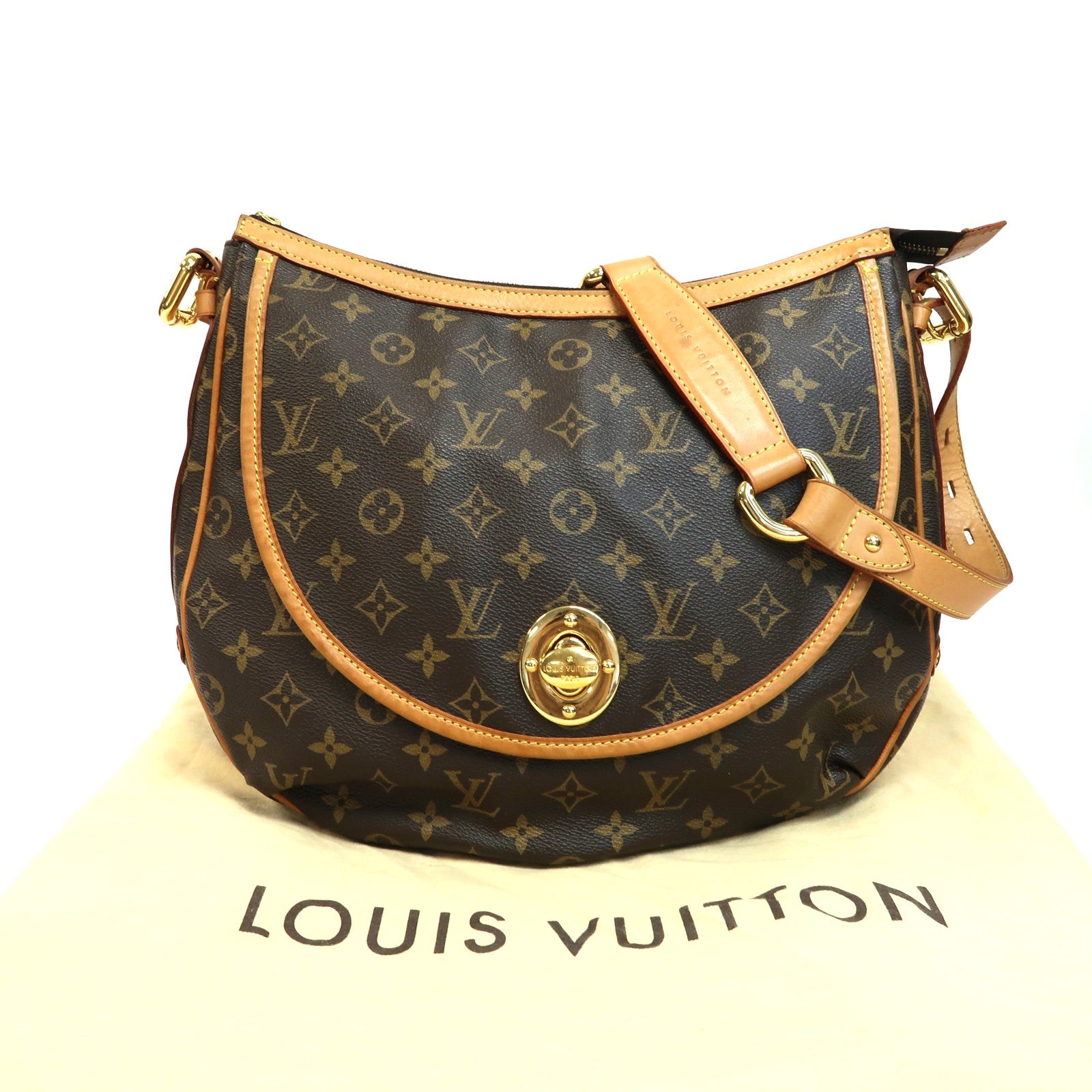LOUIS VUITTON Monogram Tulum GM金扣肩背袋啡色
