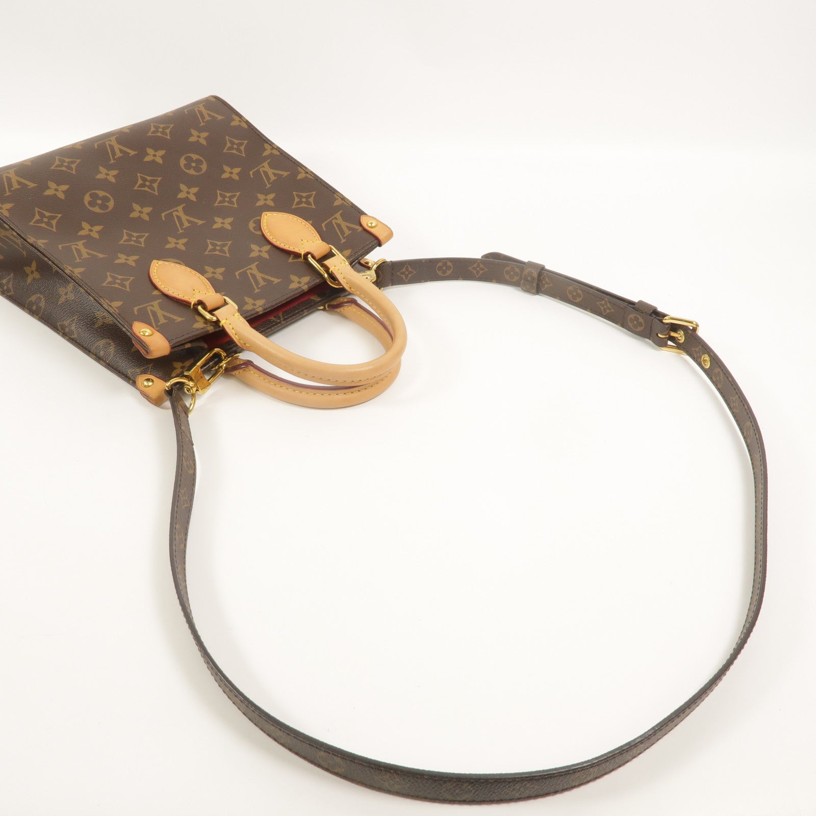 LOUIS VUITTON Monogram Sac Plat BB金扣手挽肩背兩用袋