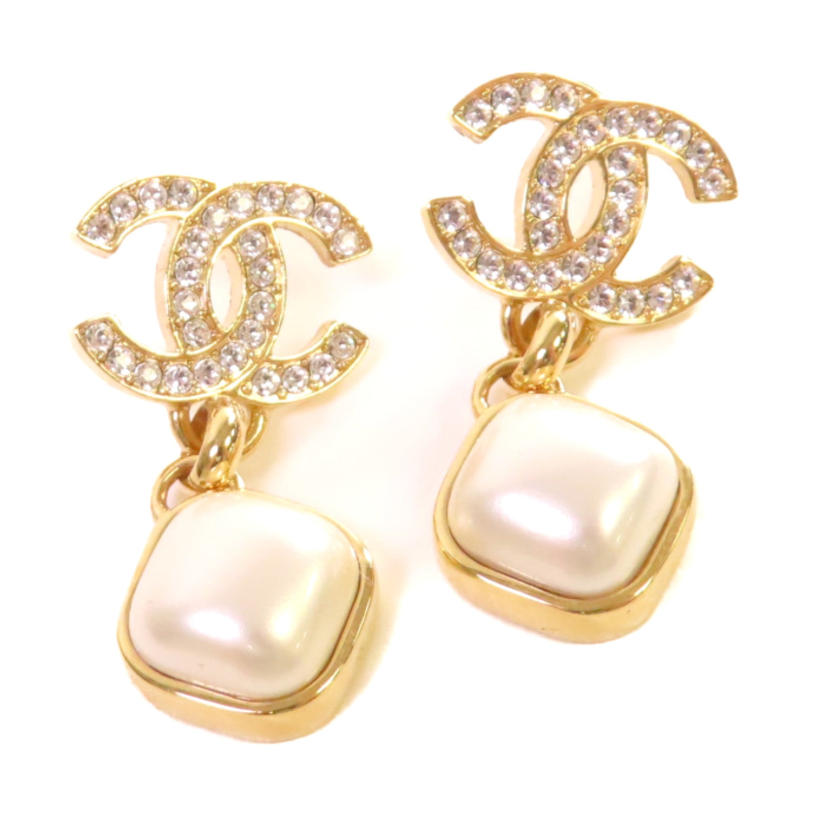 CHANEL 金屬/仿珍珠Chanel Dangling Earrings耳環珍珠色/金色