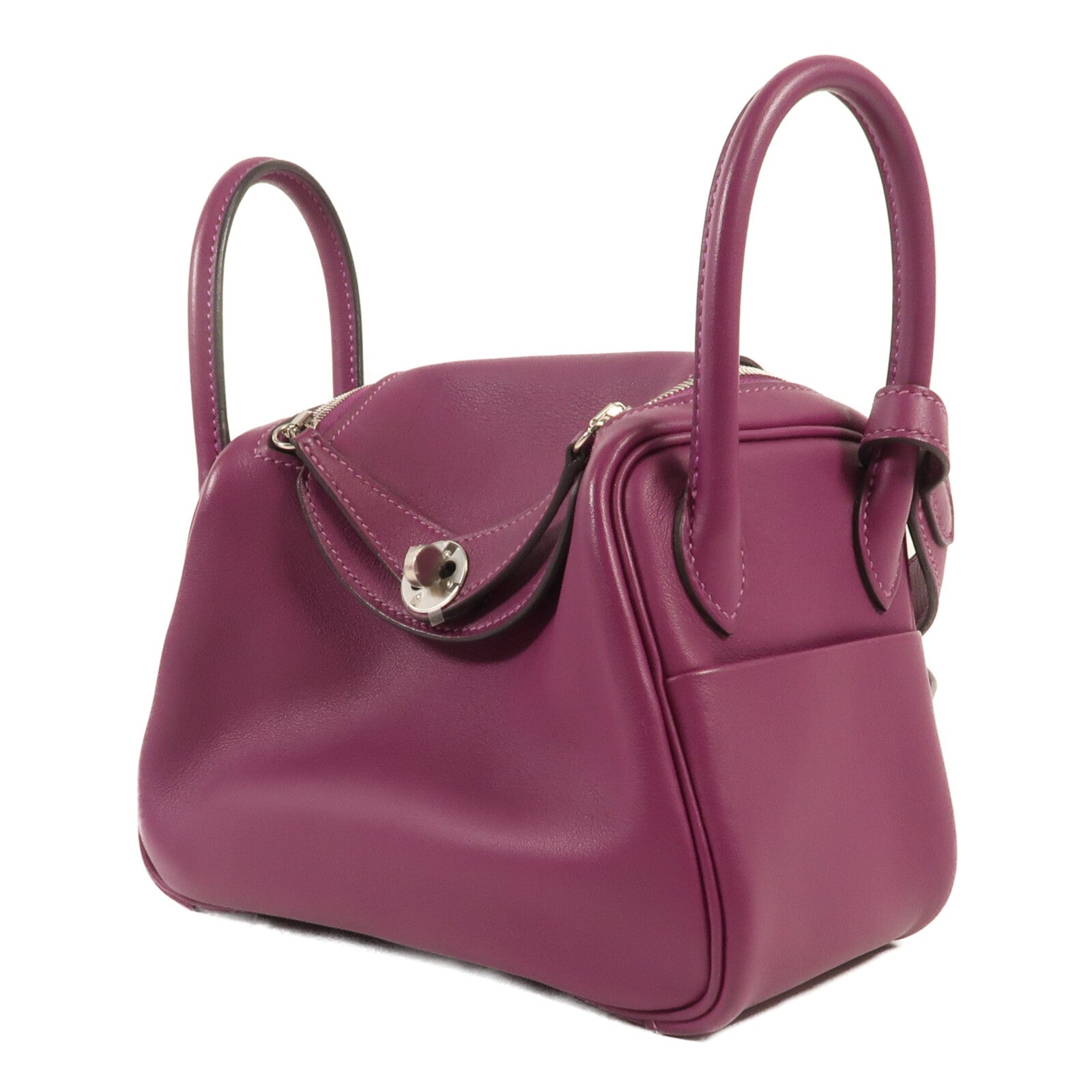 HERMES Swift皮革Mini Lindy銀扣手挽肩背兩用袋Anemone