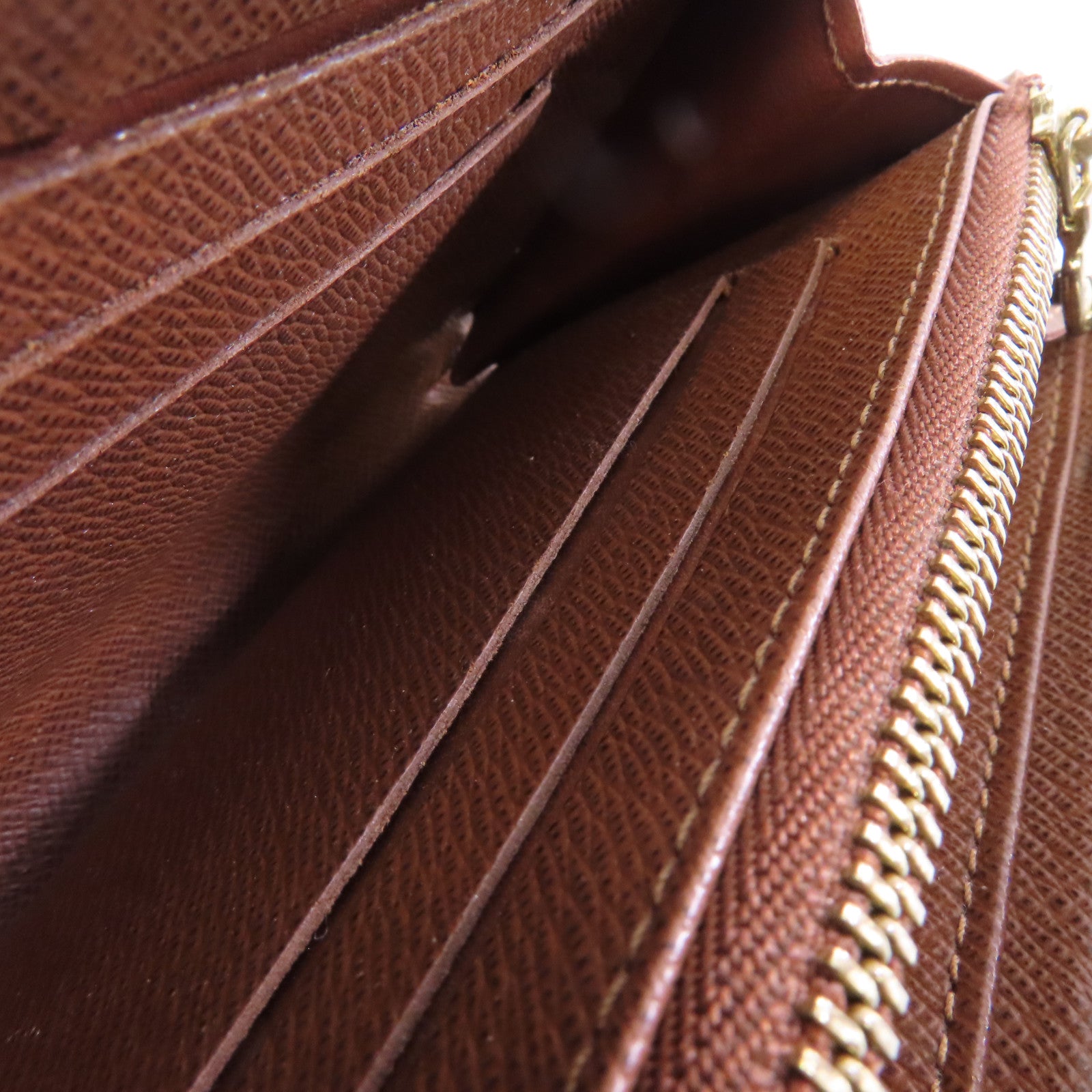 LOUIS VUITTON Monogram Zipper Wallet金扣錢包棕色