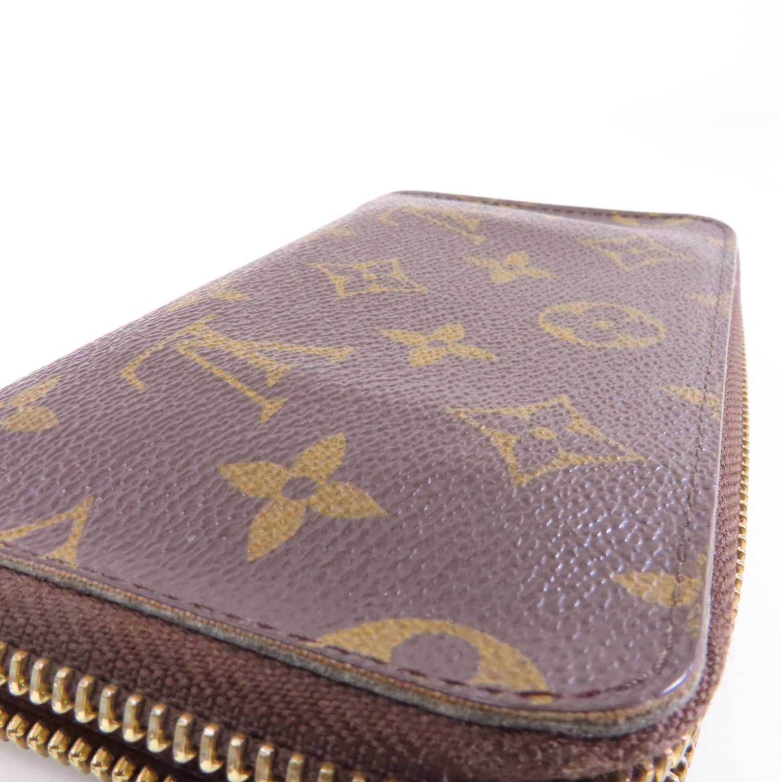 LOUIS VUITTON Monogram Zipper Wallet金扣錢包棕色