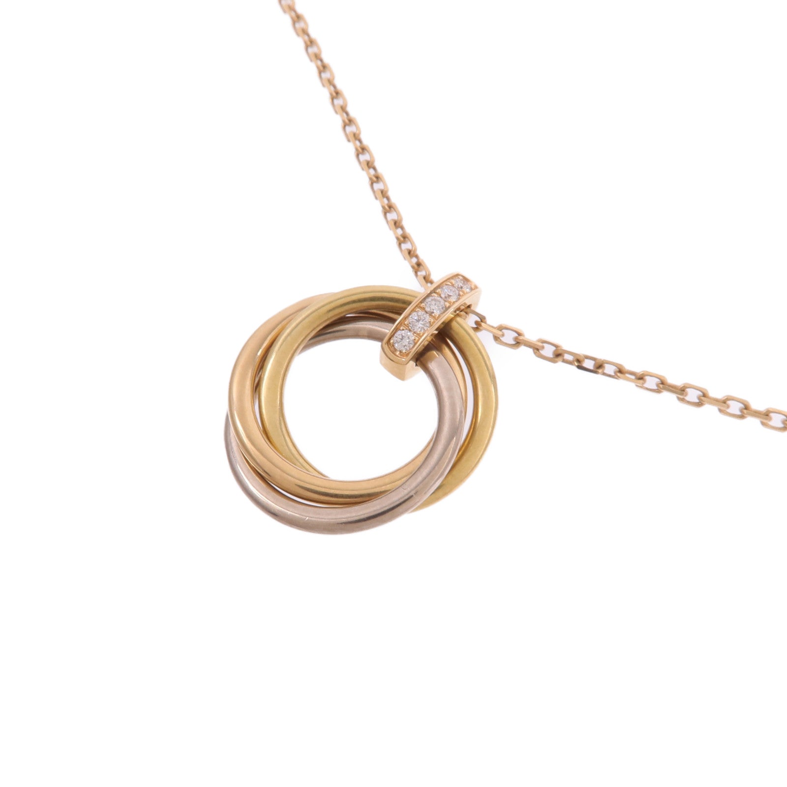 CARTIER 18K黃金/白金/玫瑰金Trinity Diamond Necklace鑽石項鍊