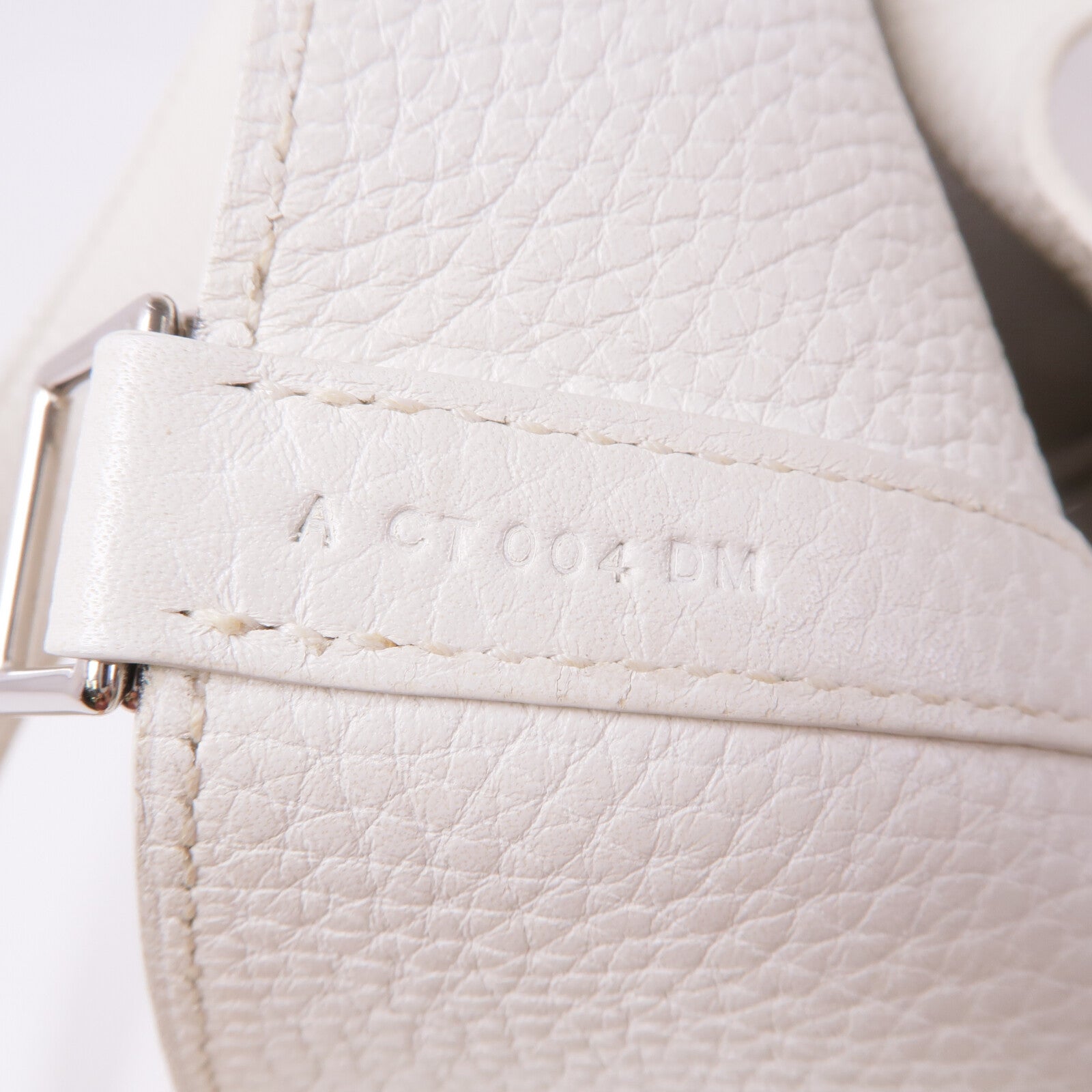 HERMES Clemence皮革Picotin MM銀扣手挽袋Blanc