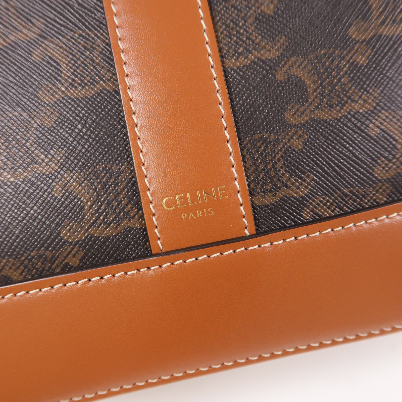 CELINE 塗層帆布Triomphe Bucket金扣肩背袋