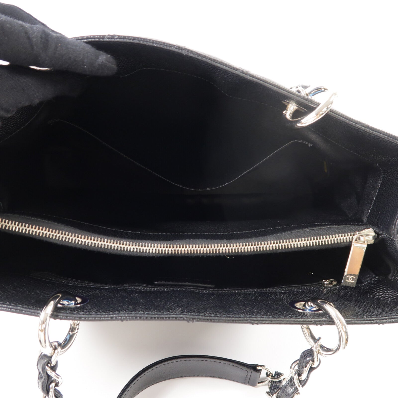 CHANEL 牛皮皮革GST Grand Shopping Tote Bag鏈帶肩背袋