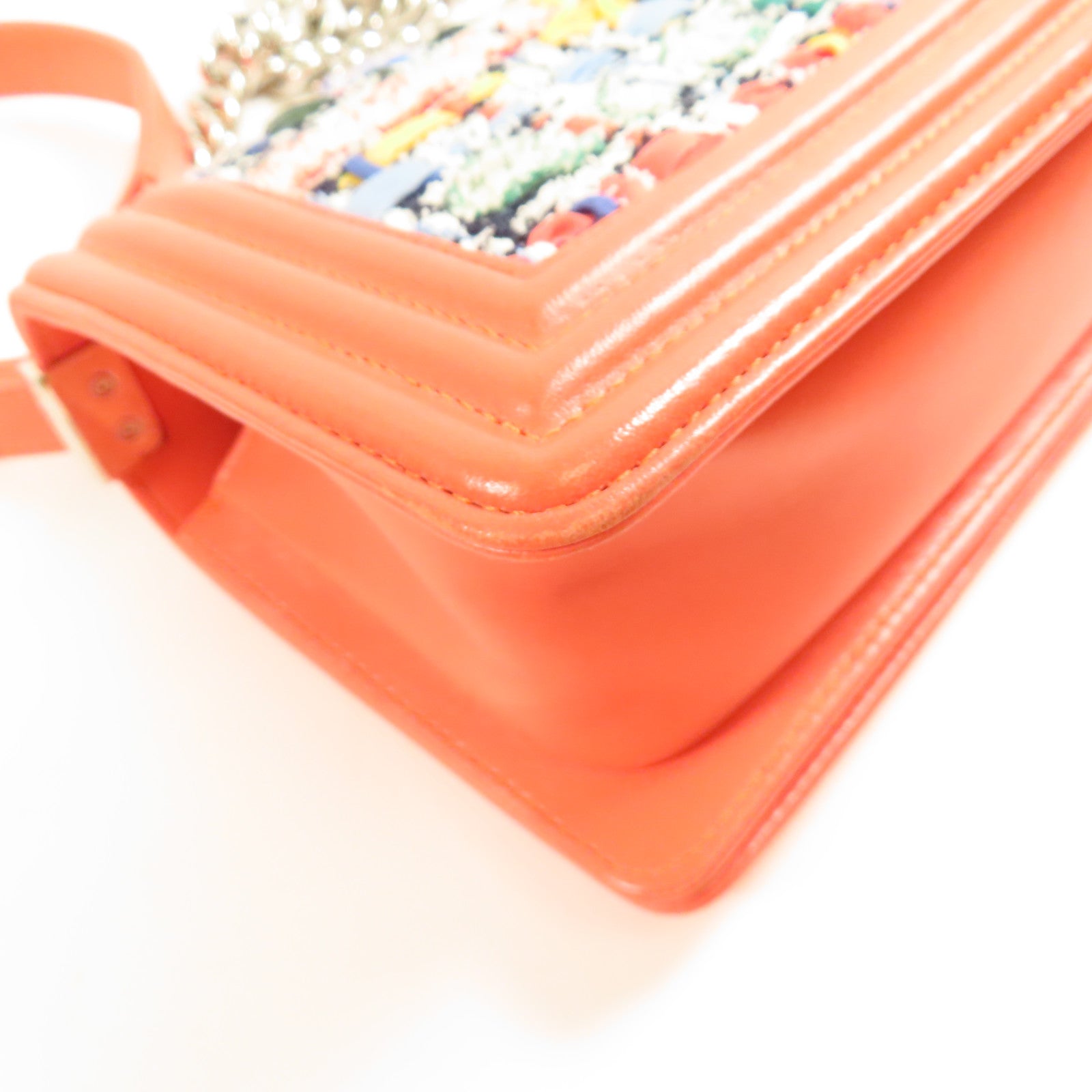 CHANEL 斜紋軟呢Boy 20銀扣鏈帶肩背袋