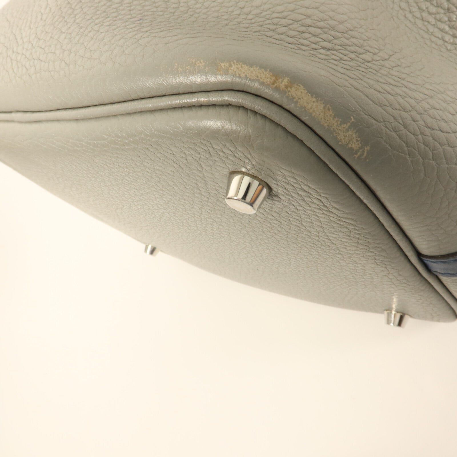 HERMES Clemence皮革Picotin MM手挽袋Gris Moue/Bleu Agate
