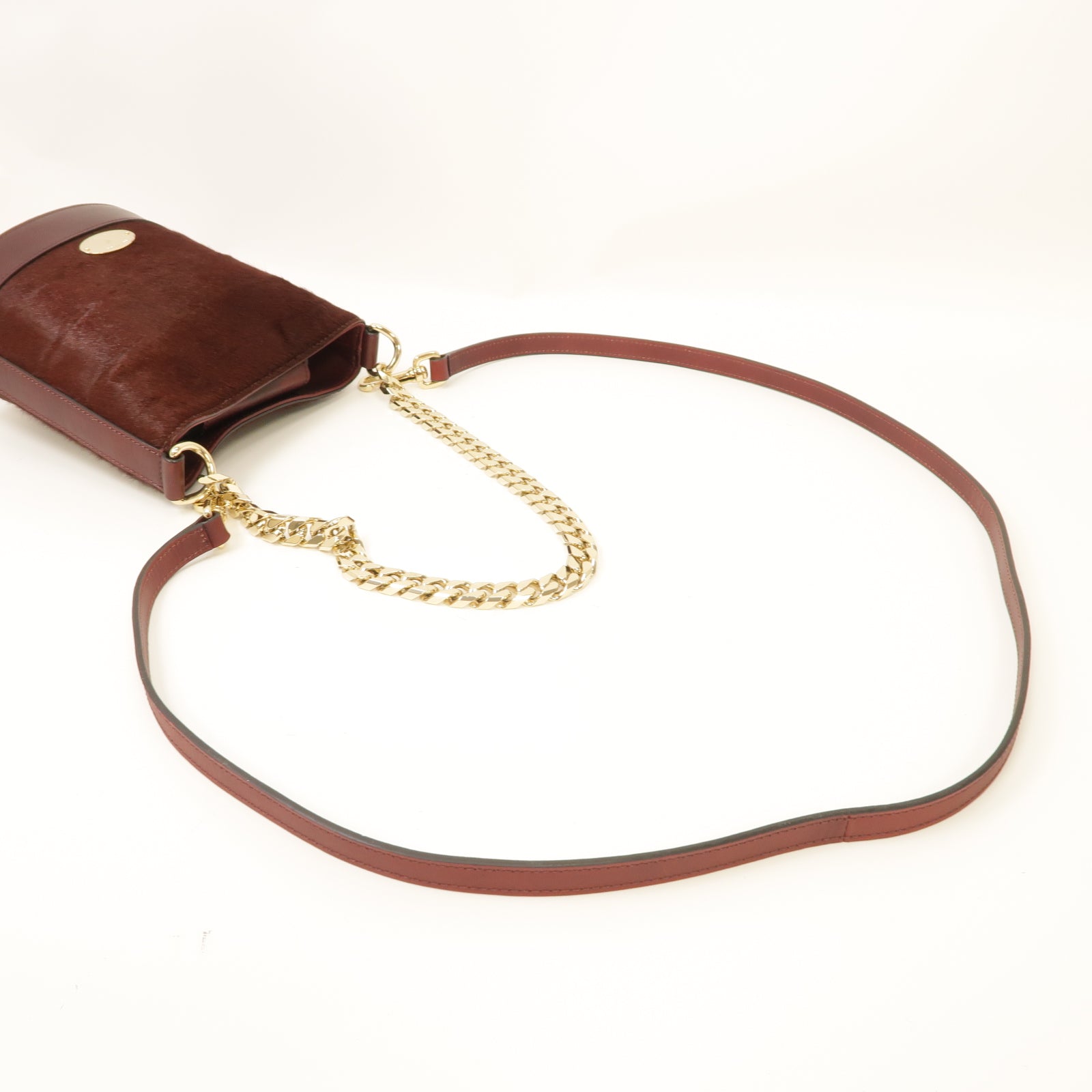 MULBERRY 【激減優惠】牛皮皮革2way Shoulder Bag金扣手挽肩背兩用袋酒紅色