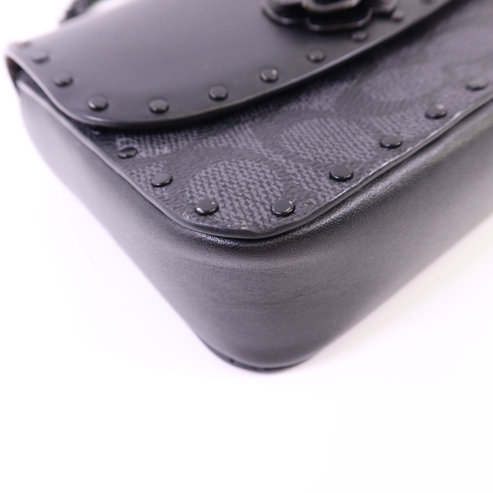 COACH 塗層帆布/牛皮皮革Mini Flap Crossbody Bag鏈帶肩背袋