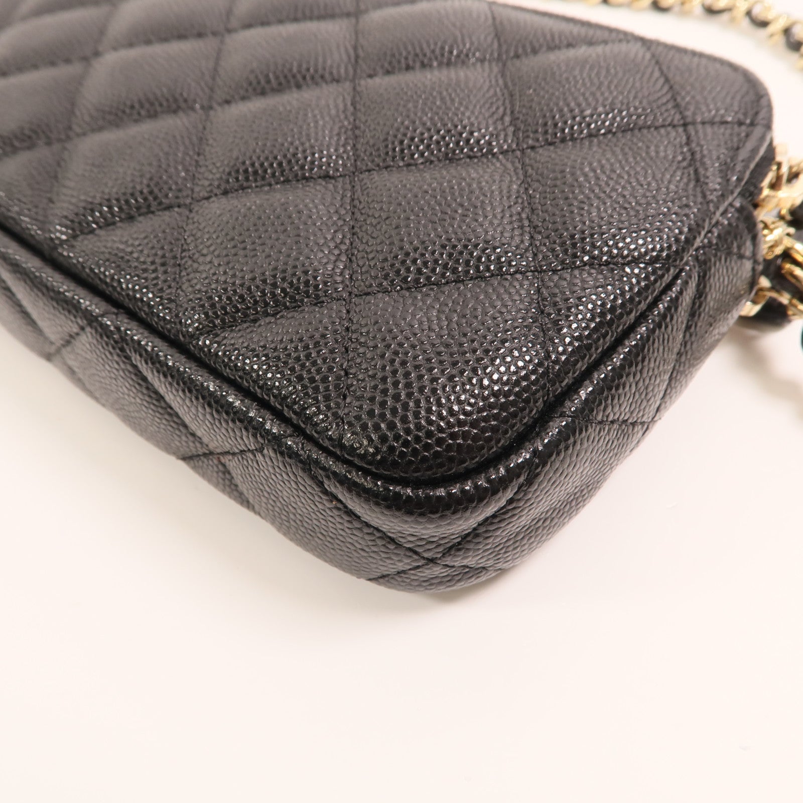 CHANEL 牛皮皮革Double Zip Clutch金扣鏈帶肩背袋