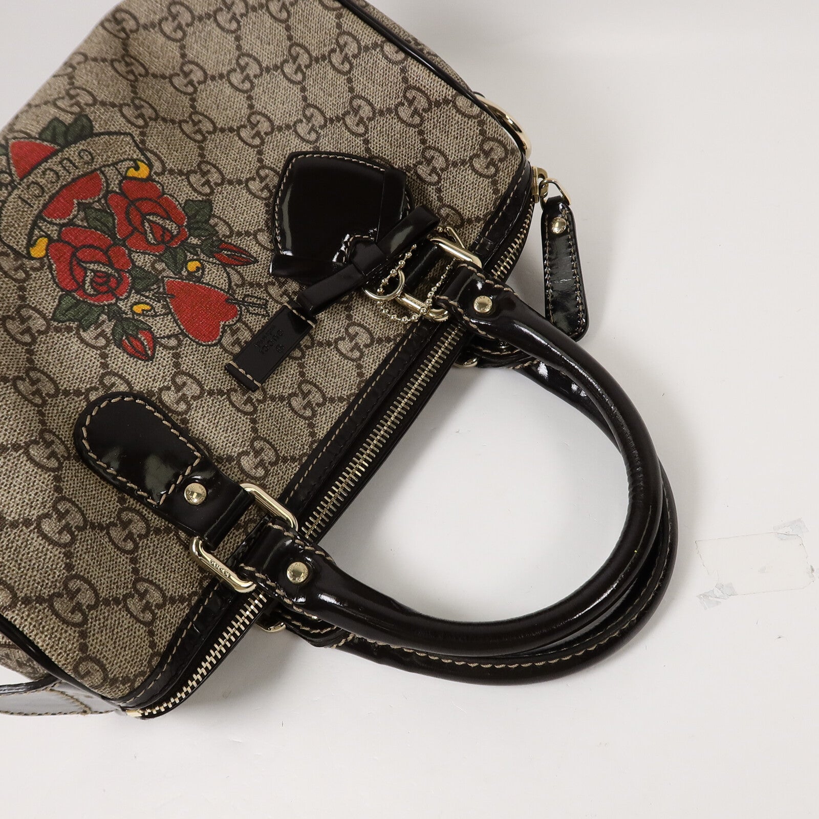 GUCCI 塗層帆布Heart Tattoo Boston Bag Small手挽袋