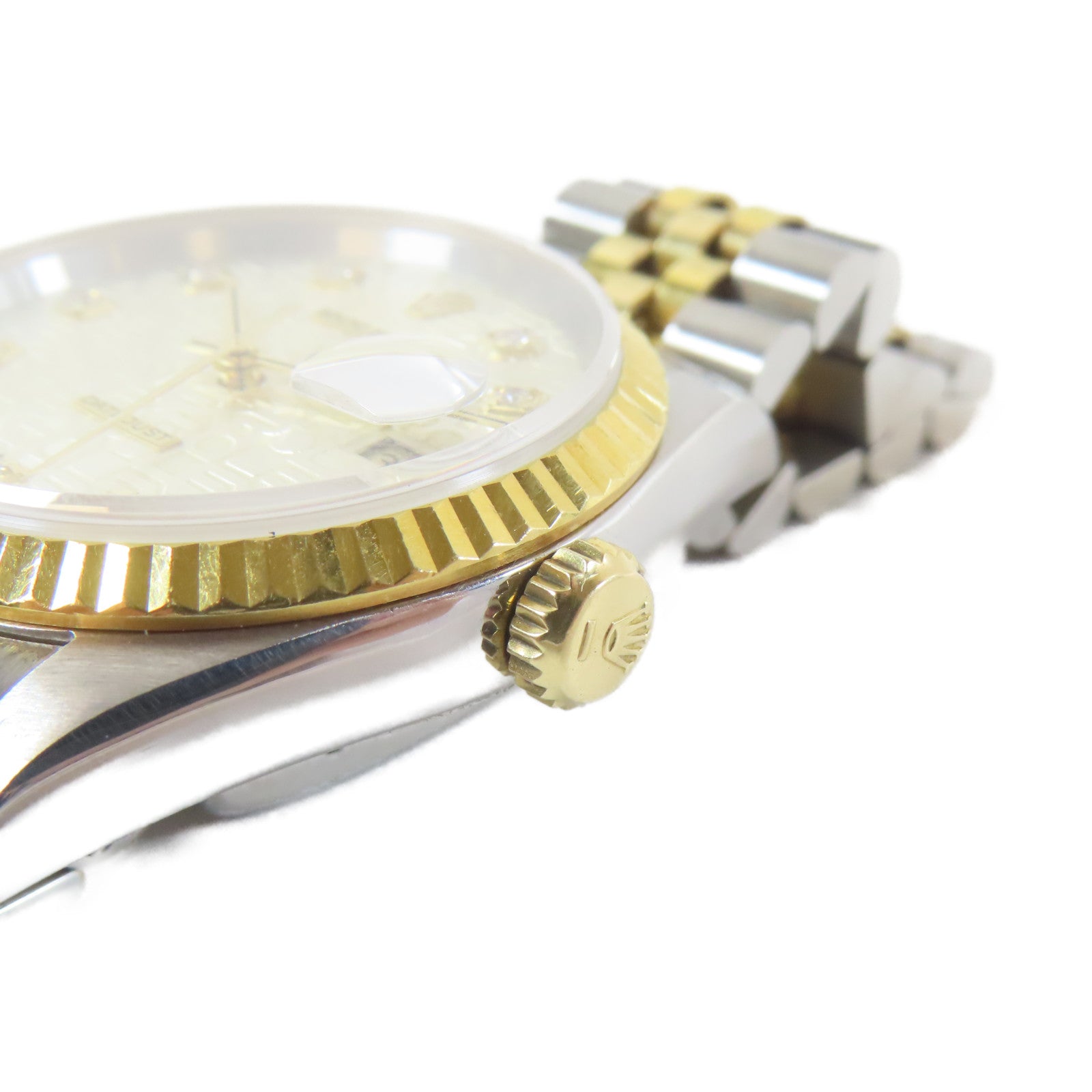 ROLEX Datejust 18K黃金/不鏽鋼手錶自動機芯銀色#16.75cm