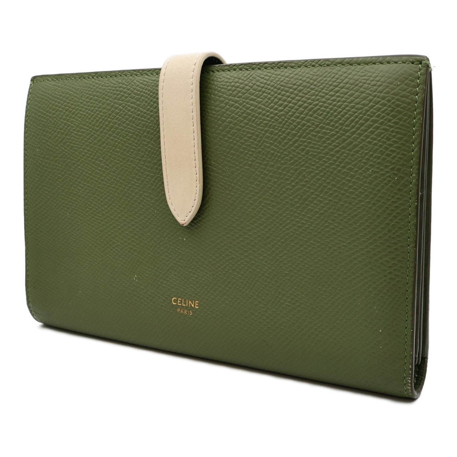 CELINE 牛皮皮革Large Strap Wallet金扣長錢包
