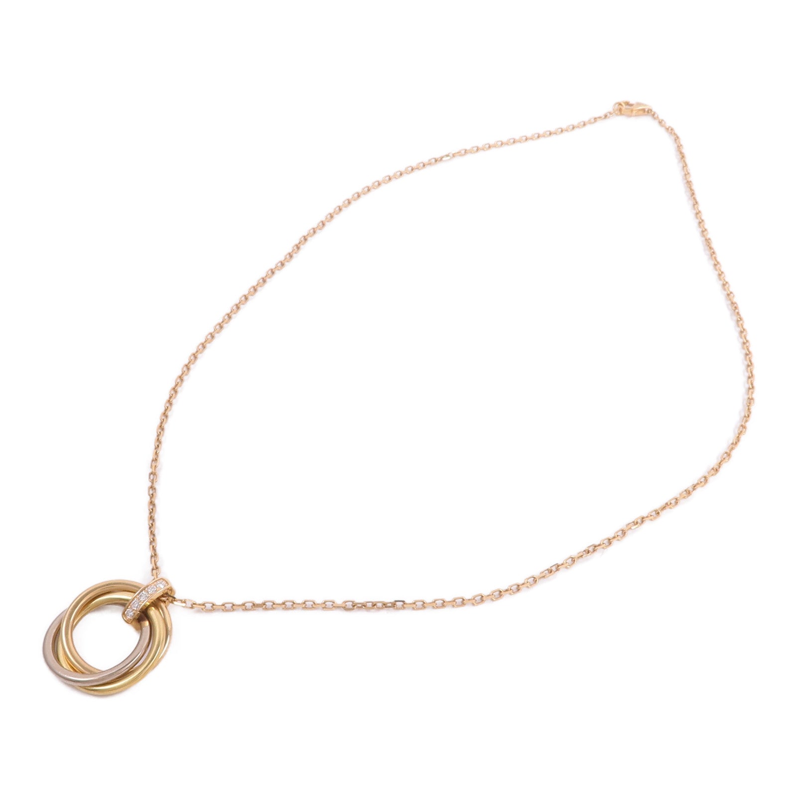 CARTIER 18K黃金/白金/玫瑰金Trinity Diamond Necklace鑽石項鍊