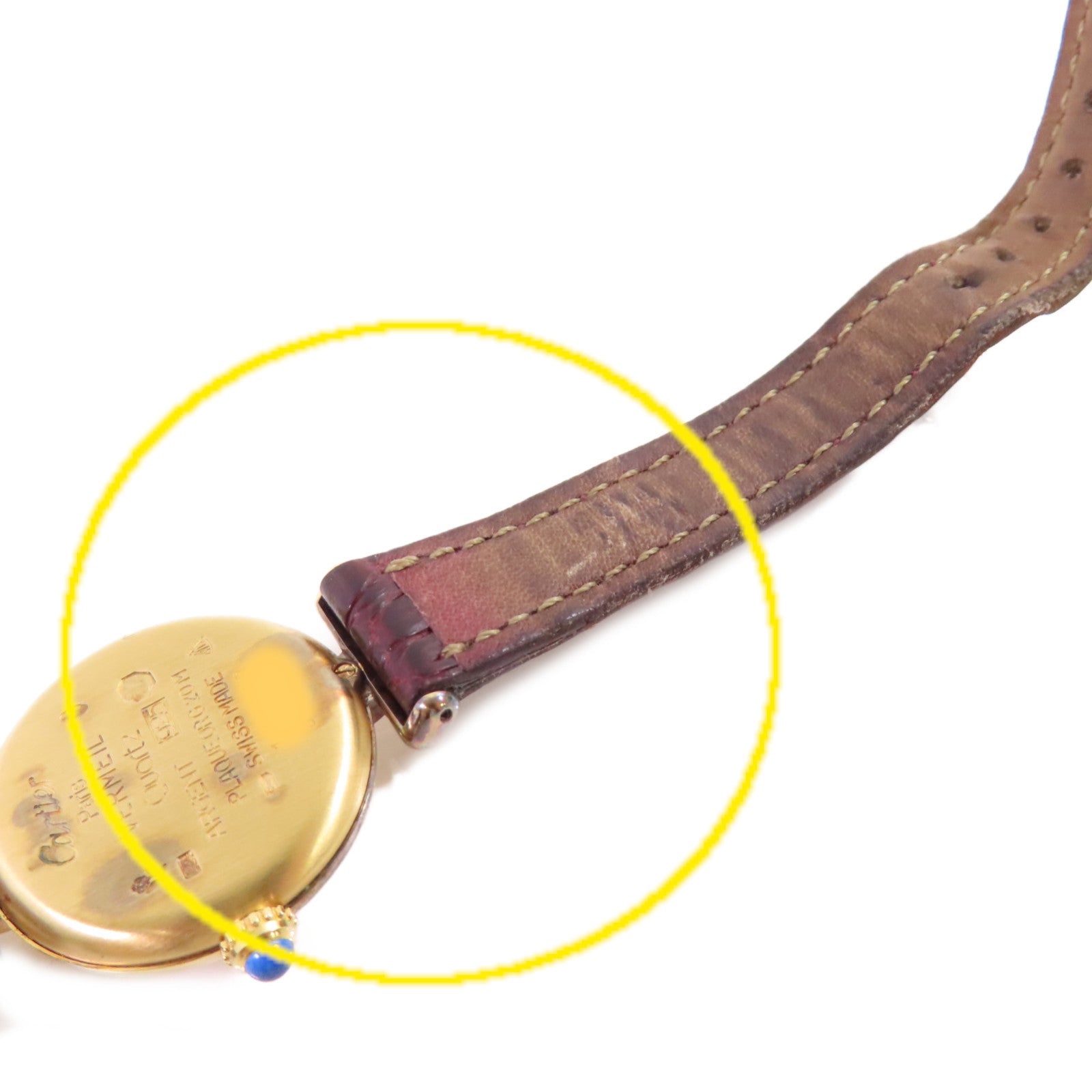 CARTIER Must Watch鍍金/皮帶石英機芯手錶白色