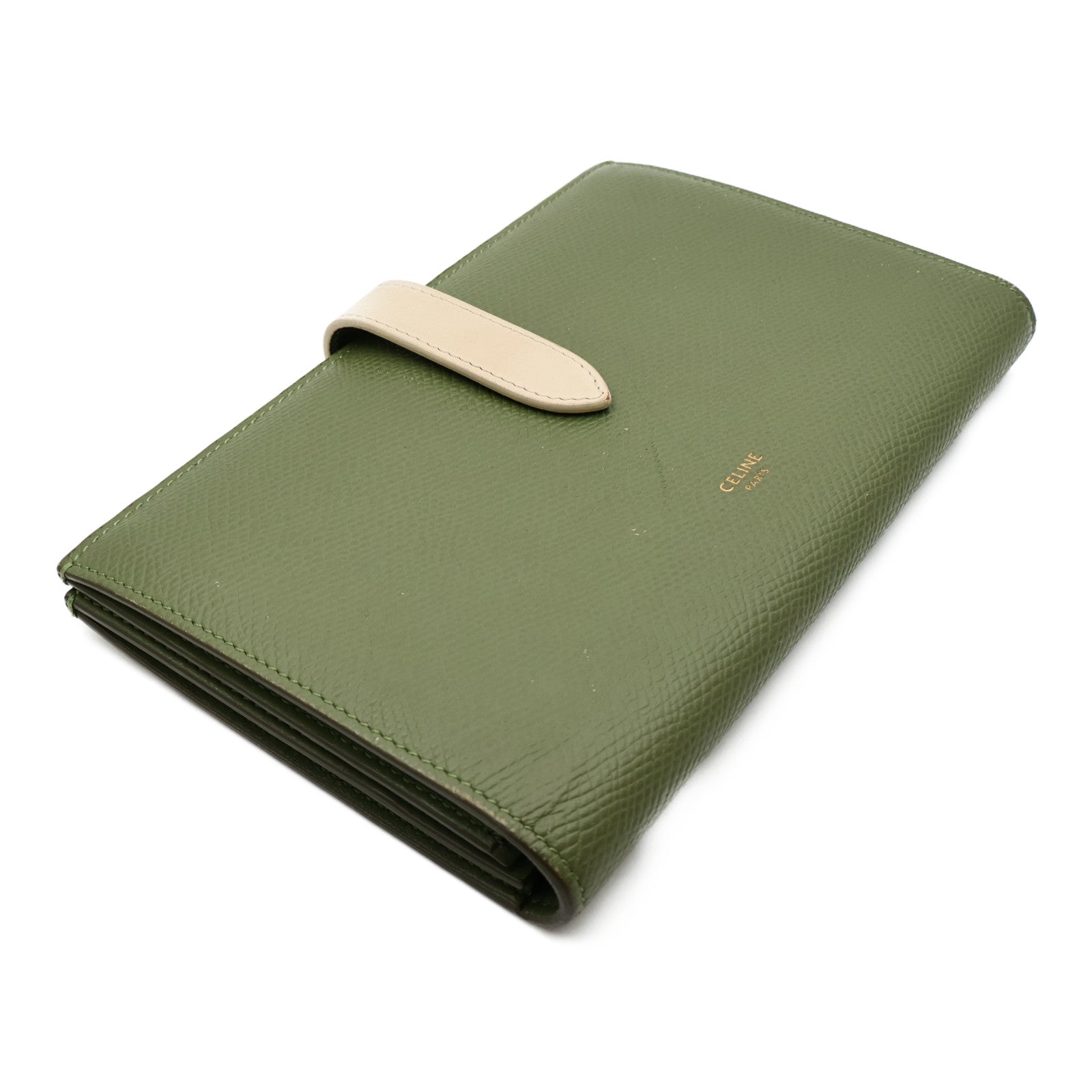 CELINE 牛皮皮革Large Strap Wallet金扣長錢包