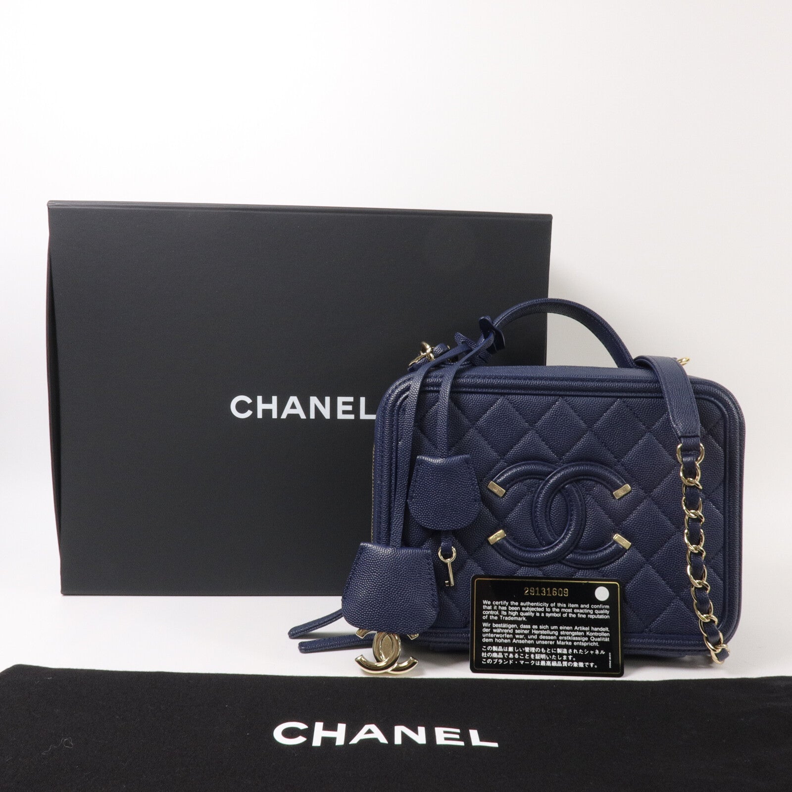 CHANEL 牛皮皮革Vanity Case鏈帶手挽肩背兩用袋