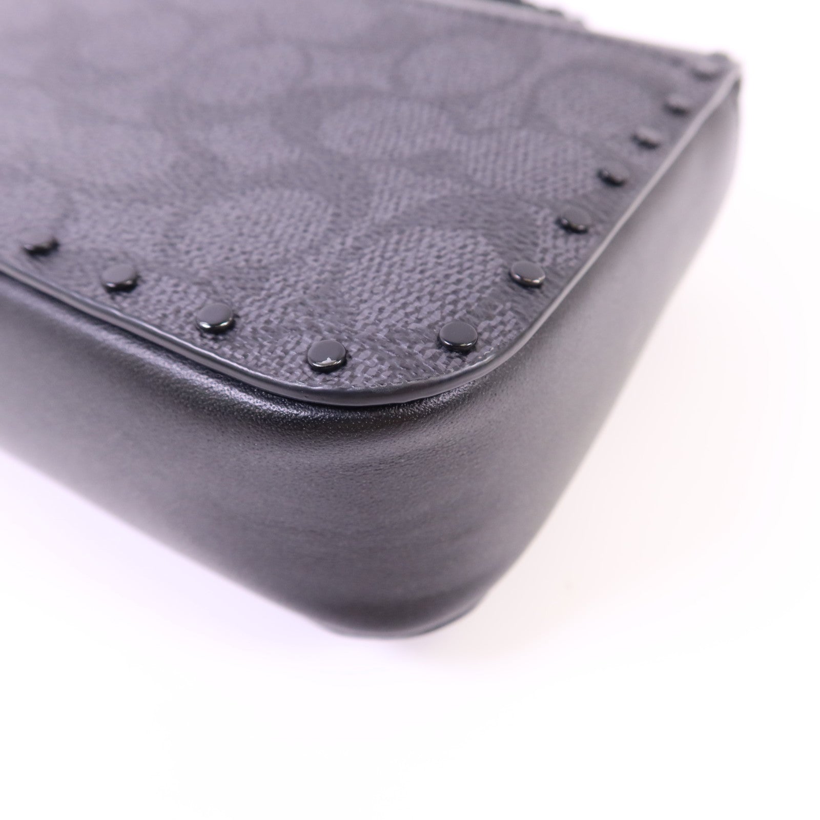 COACH 塗層帆布/牛皮皮革Mini Flap Crossbody Bag鏈帶肩背袋