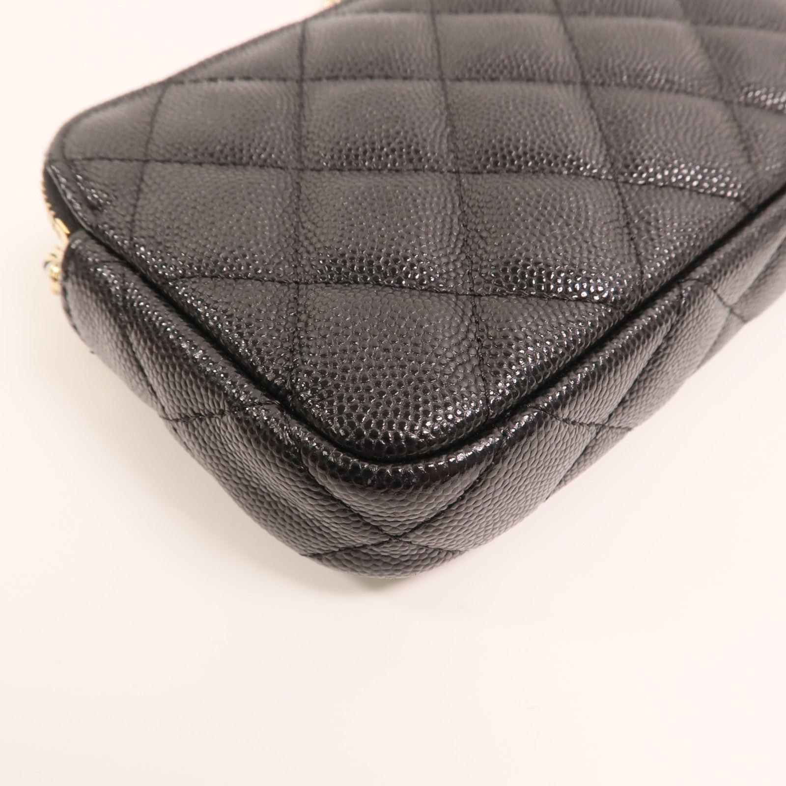 CHANEL 牛皮皮革Double Zip Clutch金扣鏈帶肩背袋