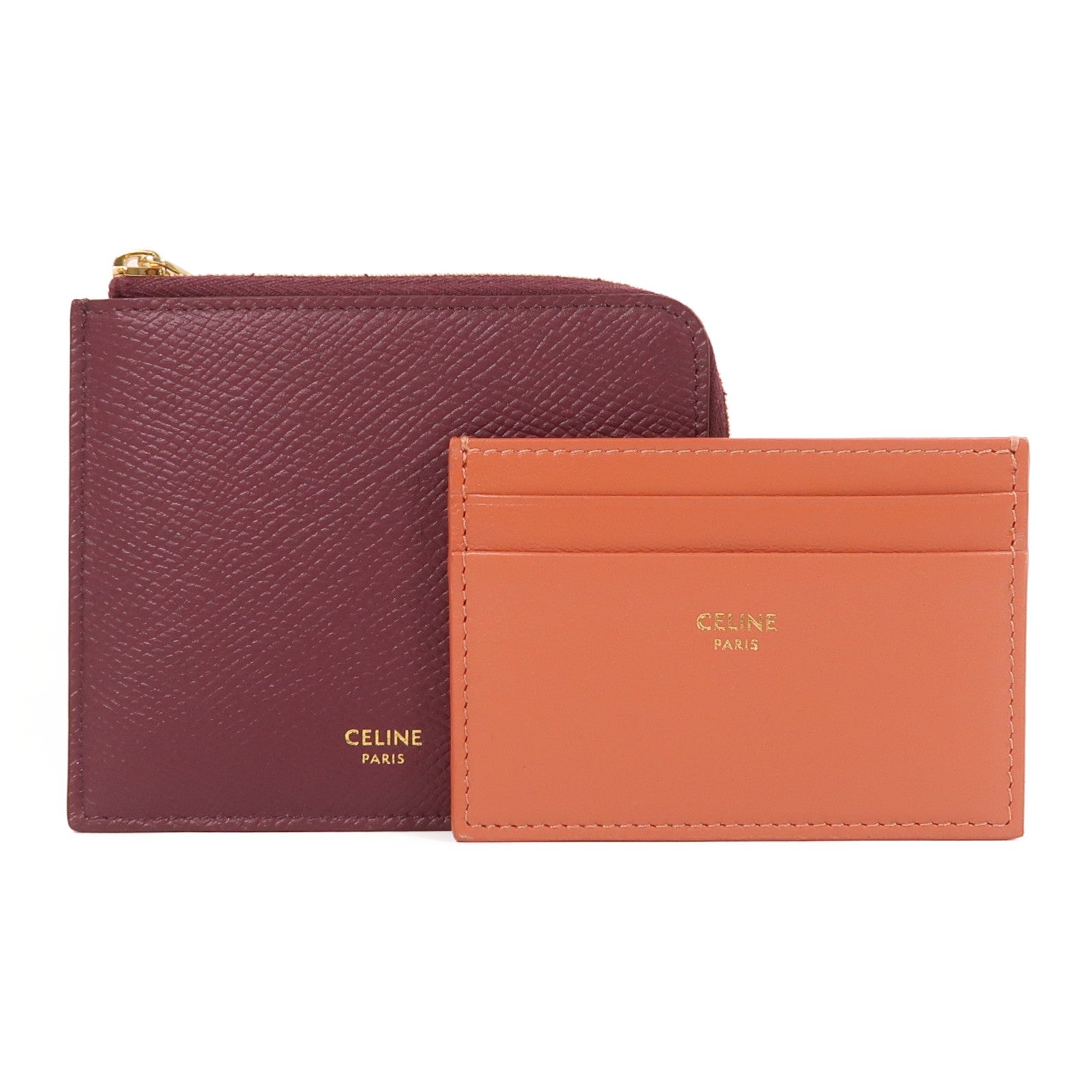 CELINE 牛皮皮革Zipped Purse Card Case金扣卡片套