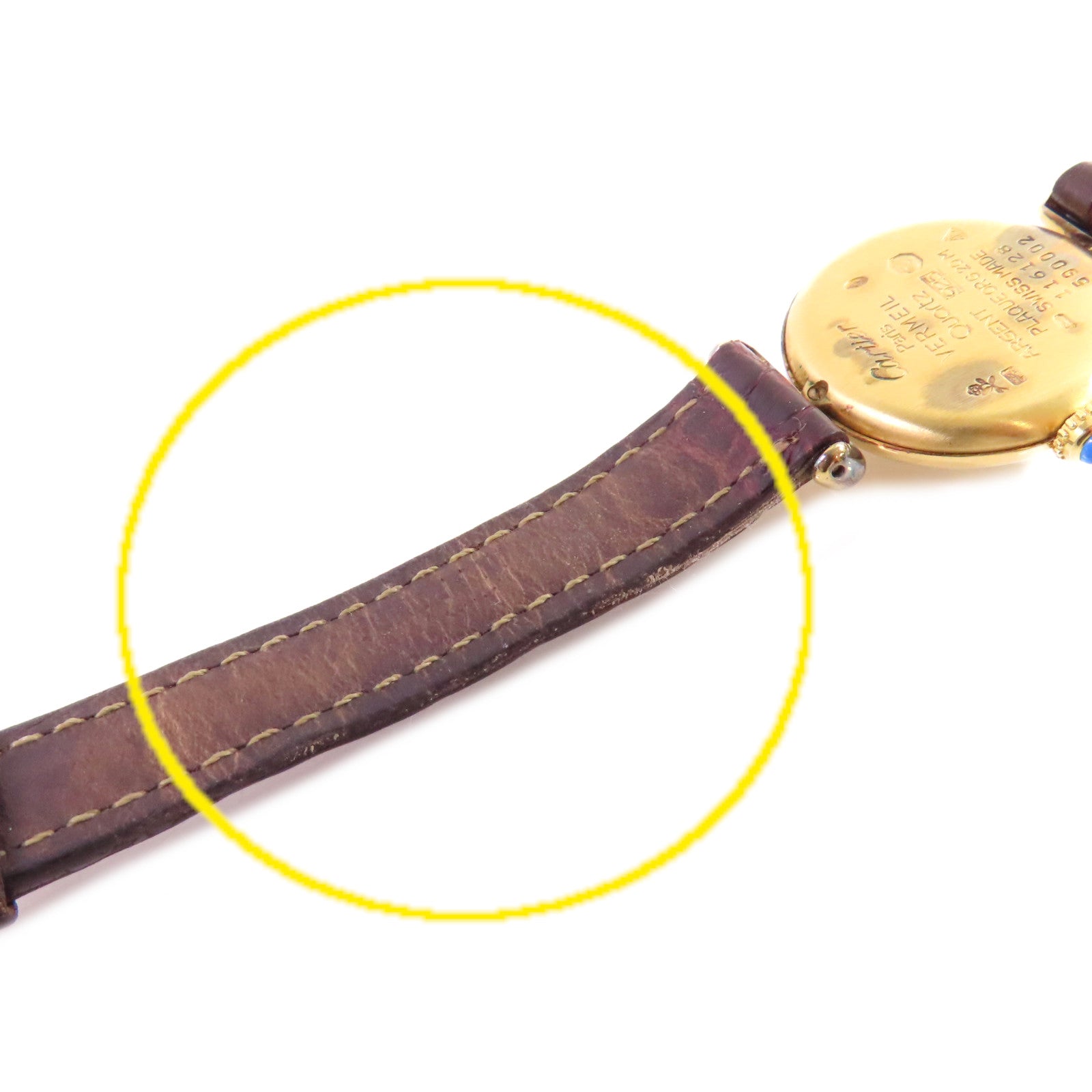 CARTIER Must Watch鍍金/皮帶石英機芯手錶白色