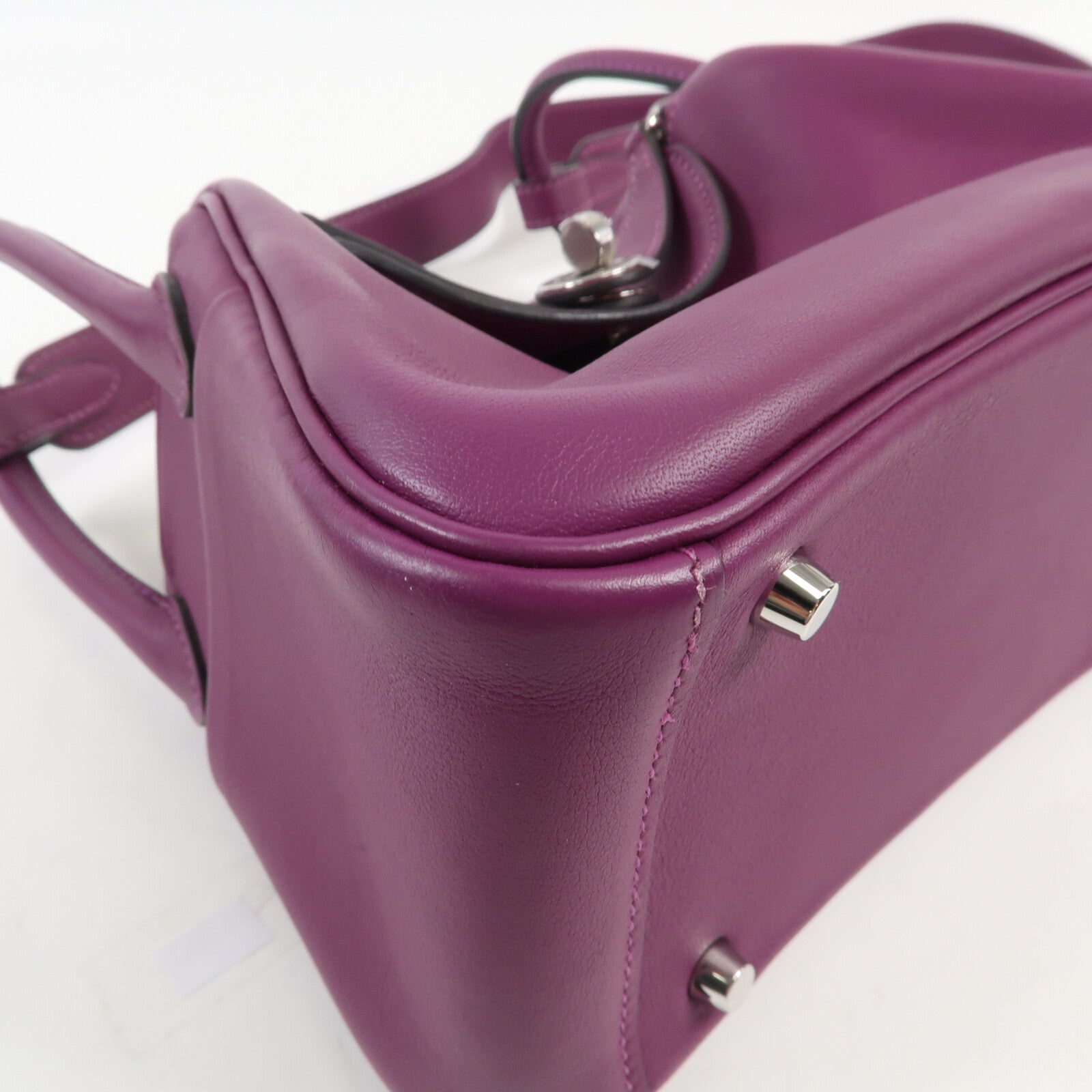 HERMES Swift皮革Mini Lindy銀扣手挽肩背兩用袋Anemone