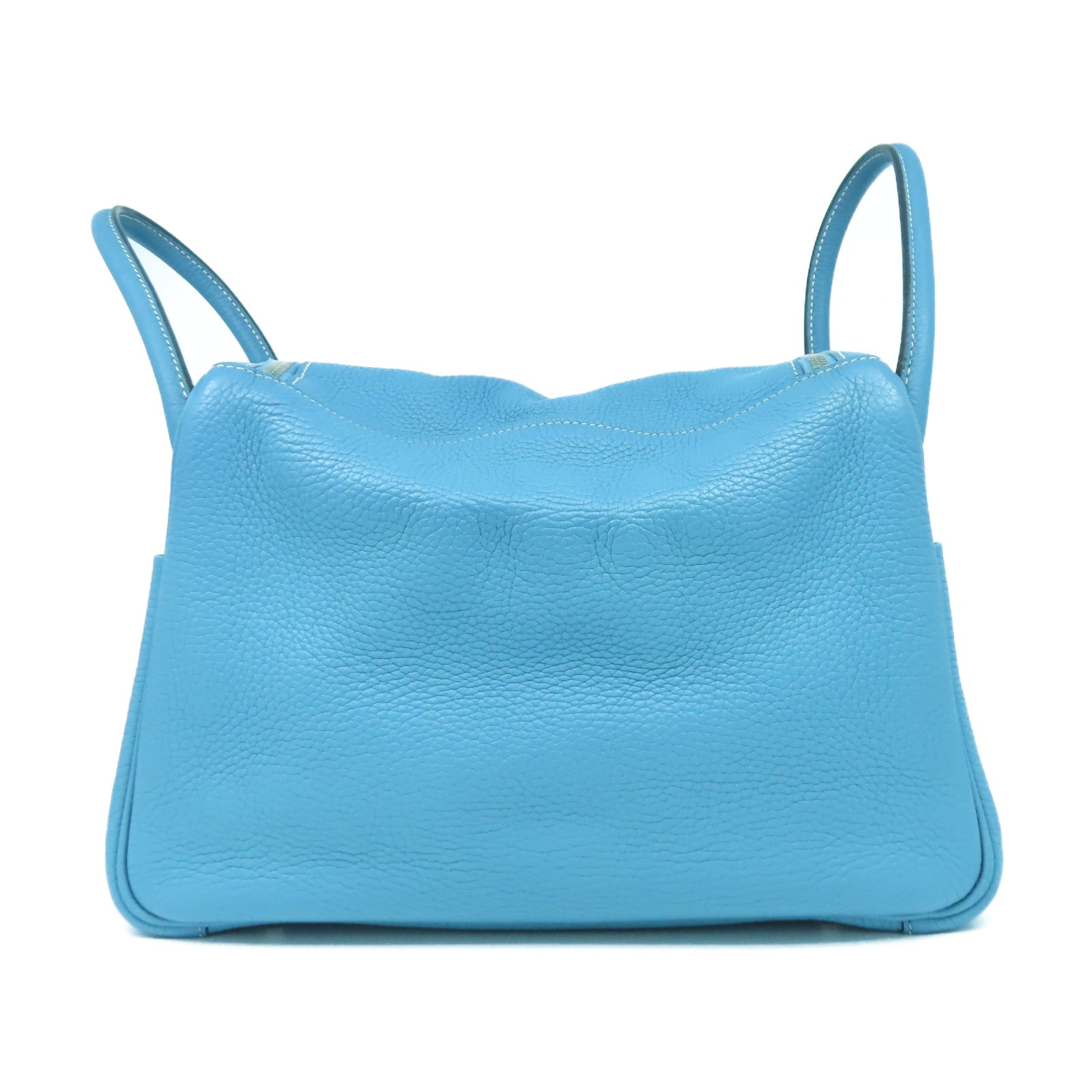 HERMES 【清倉大減價】Taurillon Clemence Lindy 30銀扣手挽肩背兩用袋Blue Jean藍色