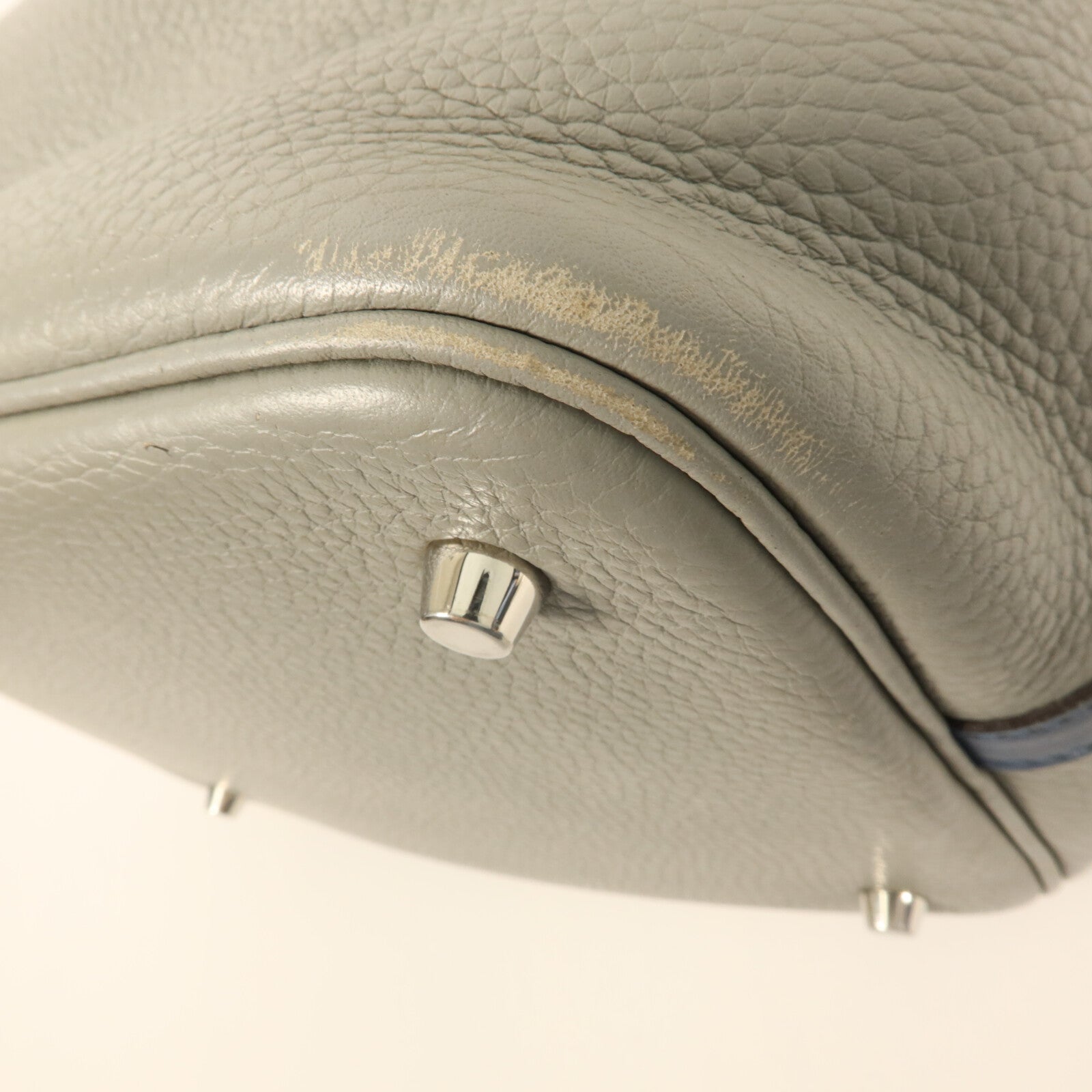 HERMES Clemence皮革Picotin MM手挽袋Gris Moue/Bleu Agate