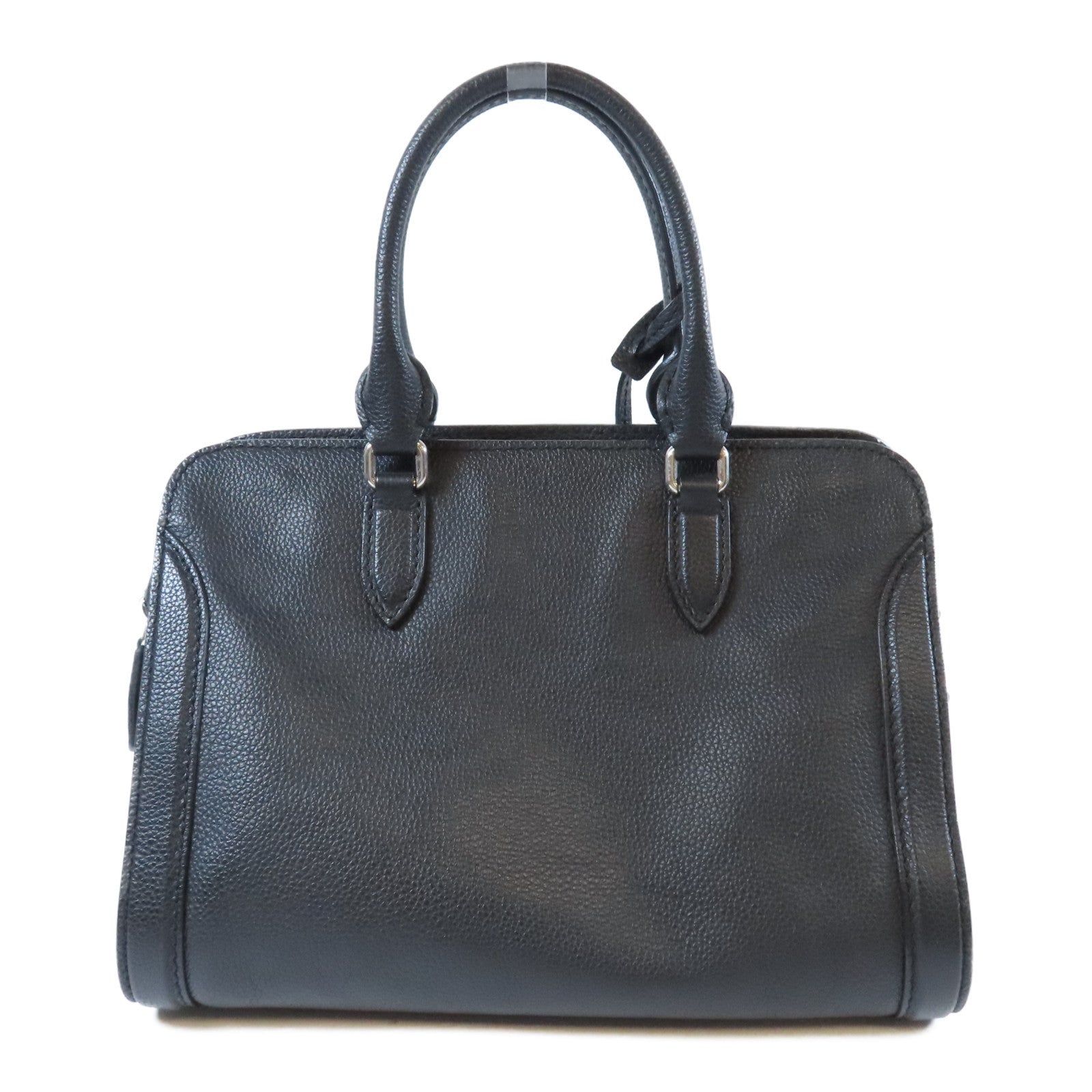 Alexander McQueen 牛皮皮革2 Way Shoulder Bag銀扣手挽肩背兩用袋黑色