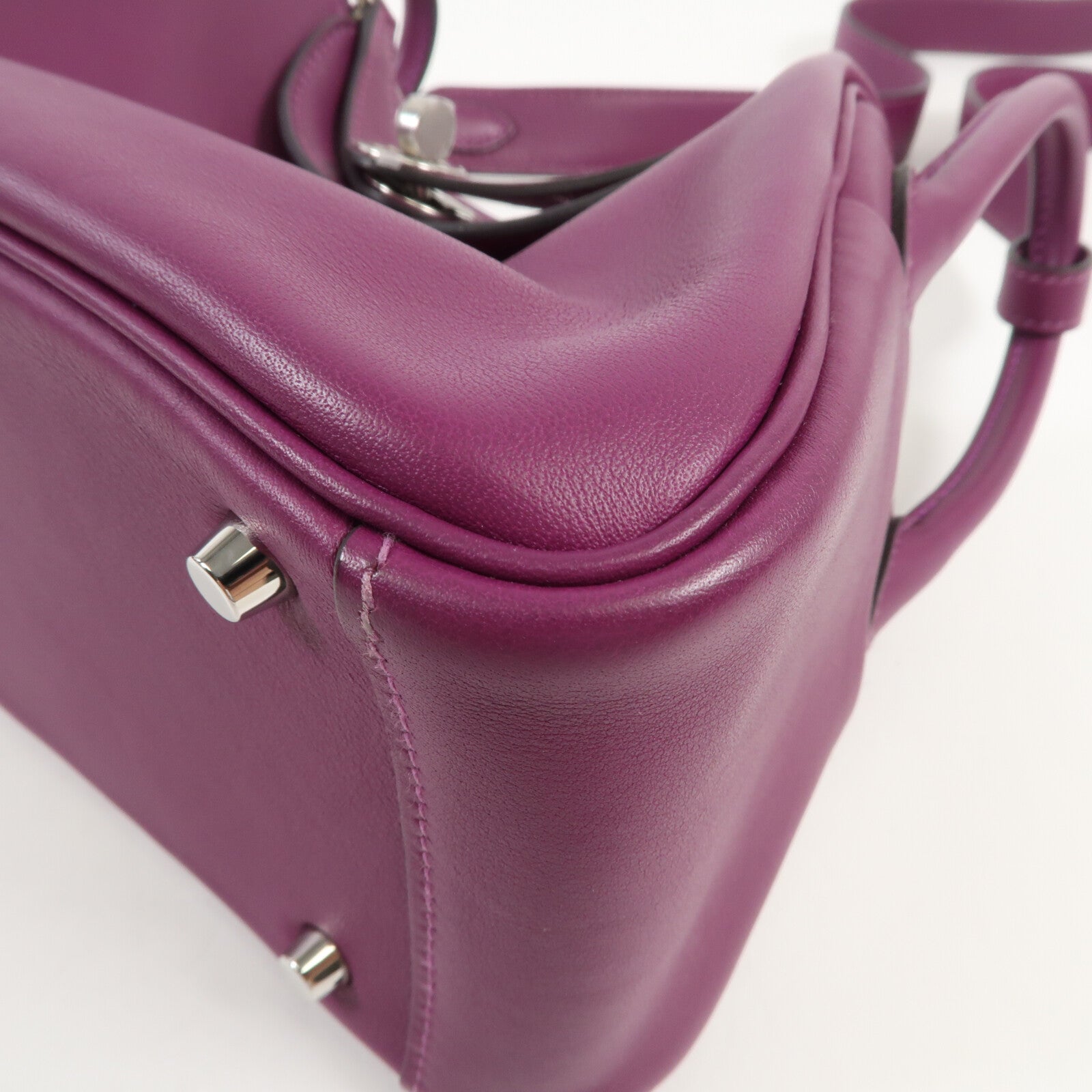 HERMES Swift皮革Mini Lindy銀扣手挽肩背兩用袋Anemone