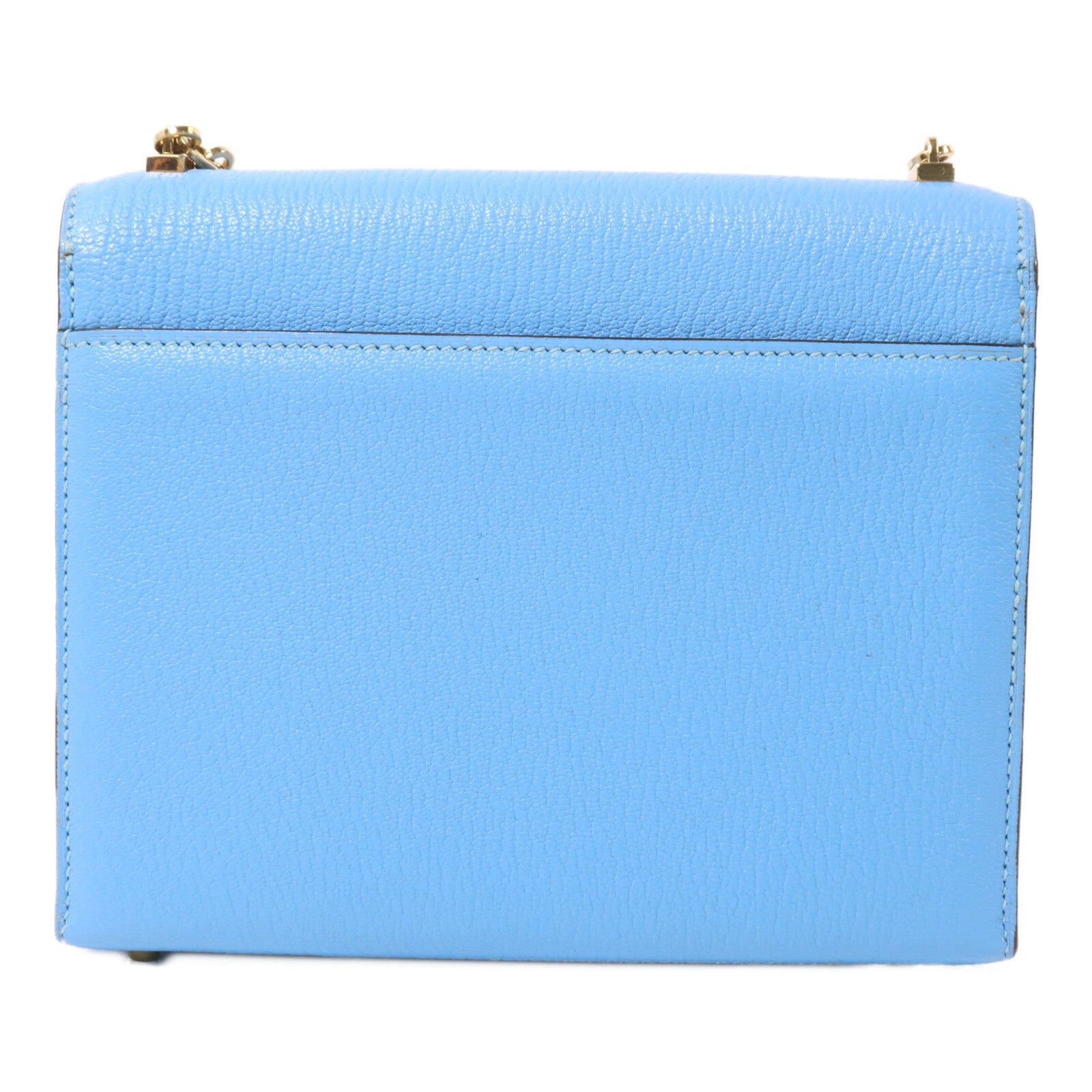 HERMES Chevre皮革Verrou Mini鏈帶肩背袋Celeste