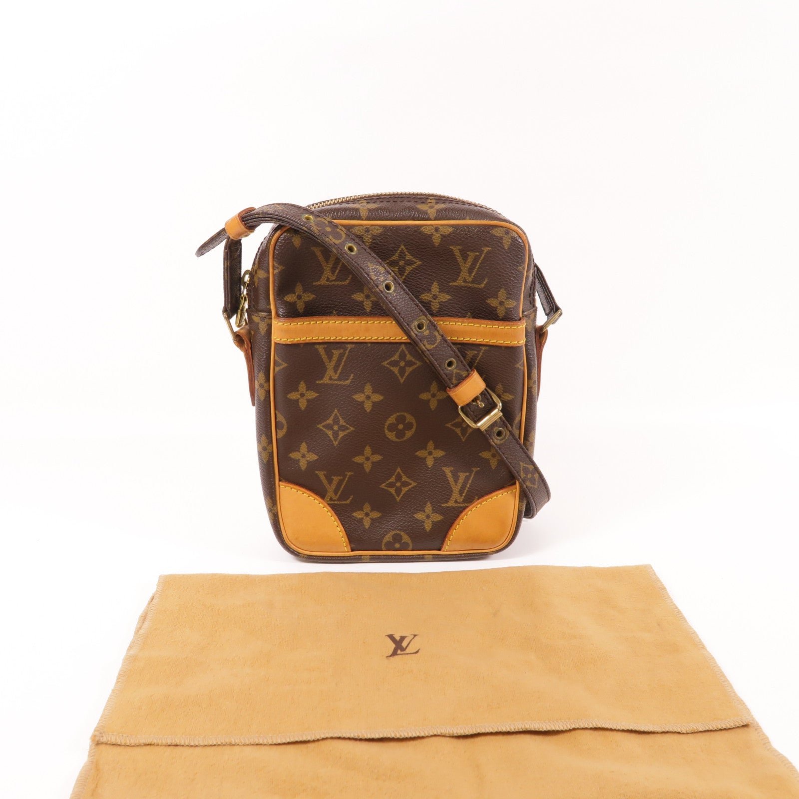 LOUIS VUITTON Monogram Danube金扣肩背袋棕色