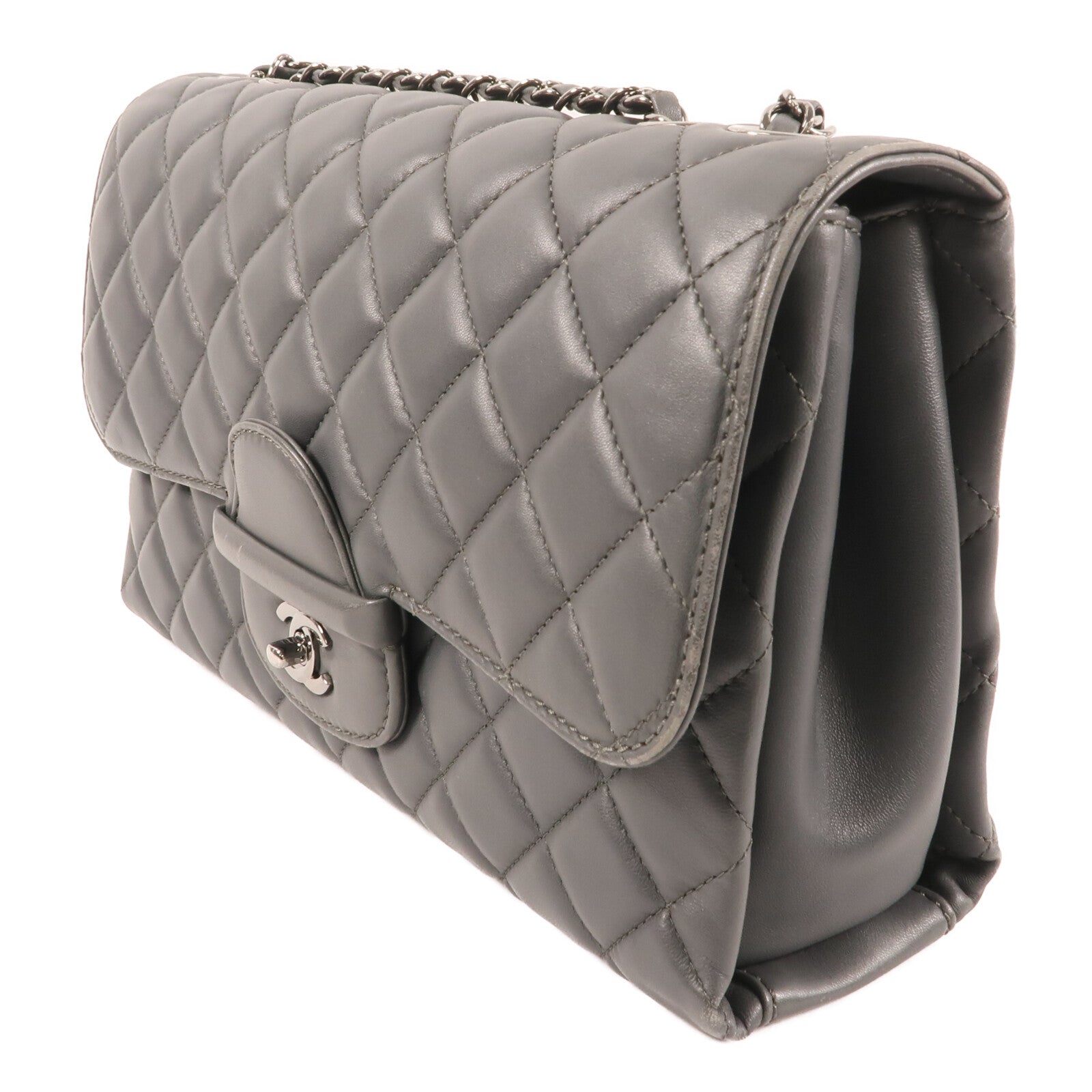 CHANEL 羊皮皮革Shoulder Bag銀扣鏈帶肩背袋