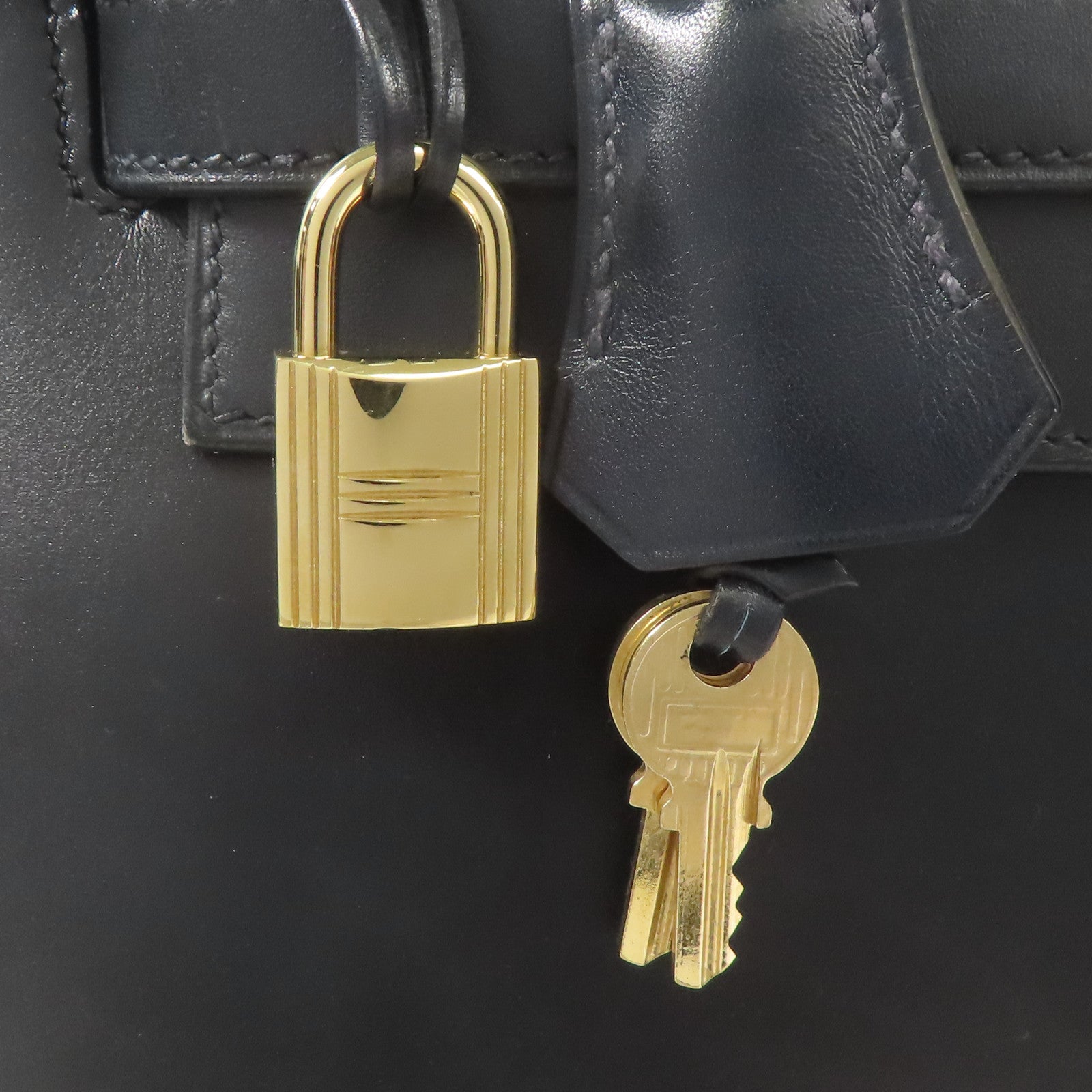 HERMES Box Calf皮革Vintage Kelly 28金扣手挽袋Black