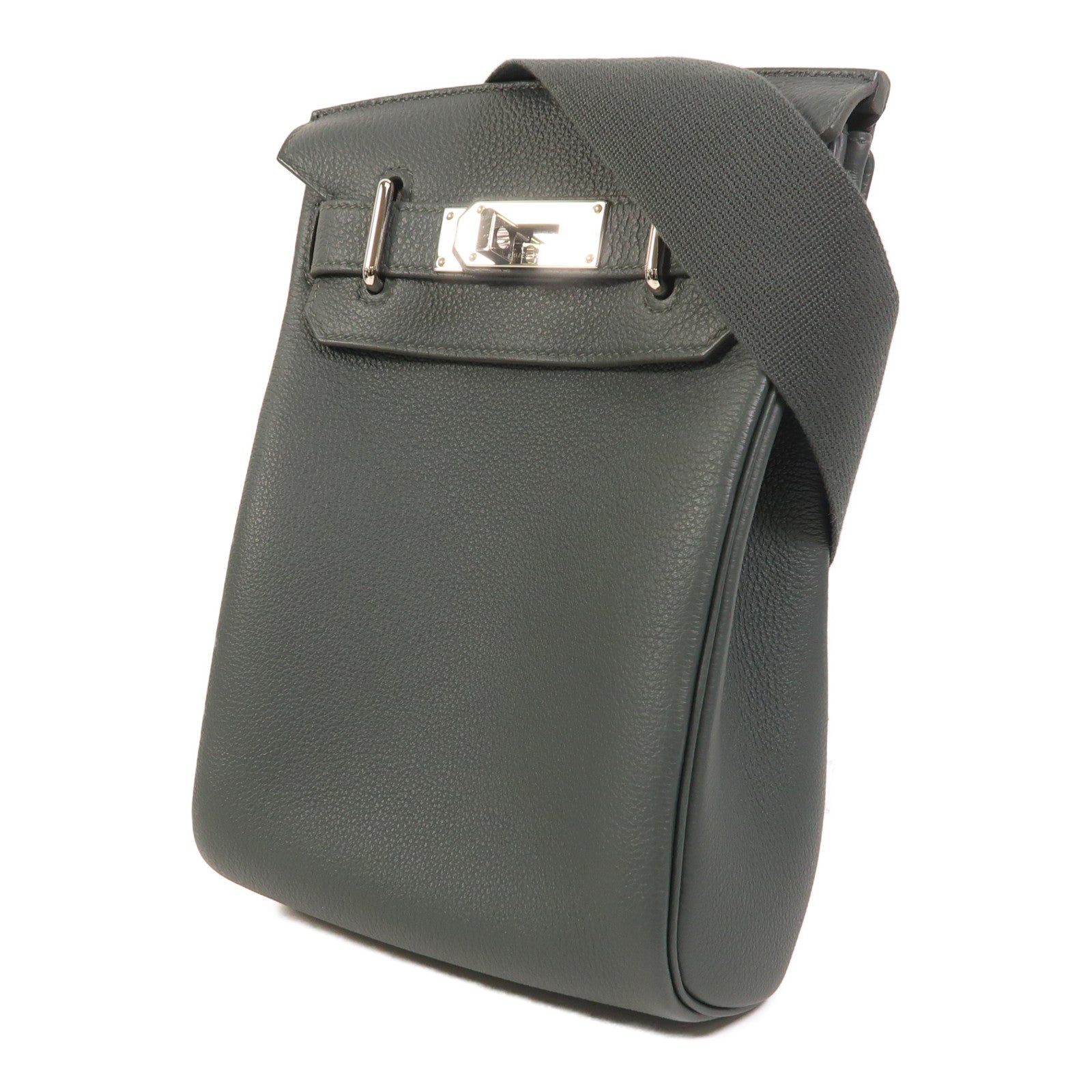 HERMES Togo皮革Hac A Dos PM銀扣背包Vert Mangrove