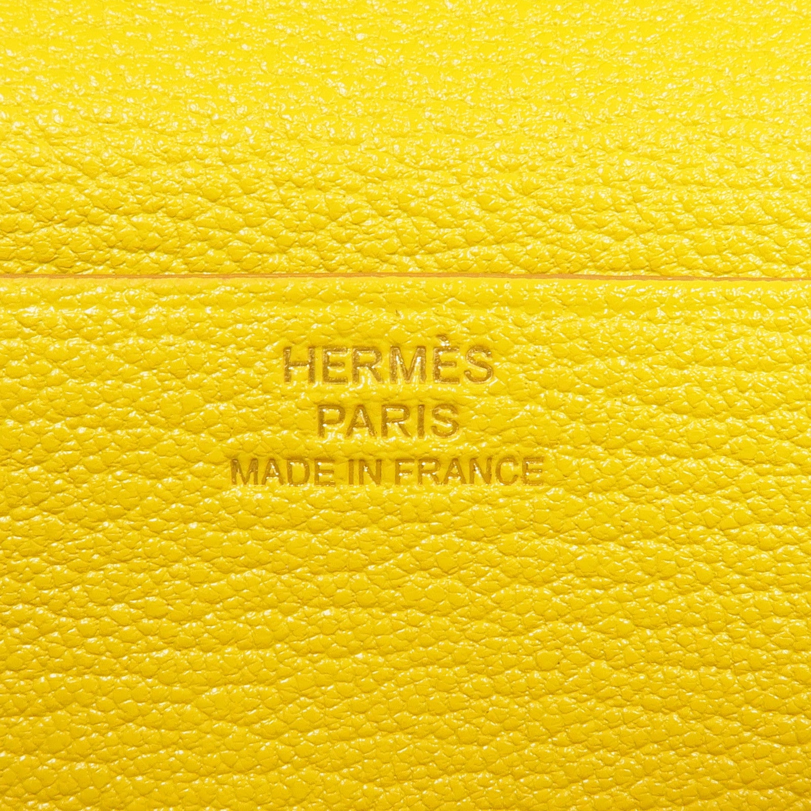 HERMES Chevre皮革Bearn Long Wallet金扣長錢包Jaune Ambre