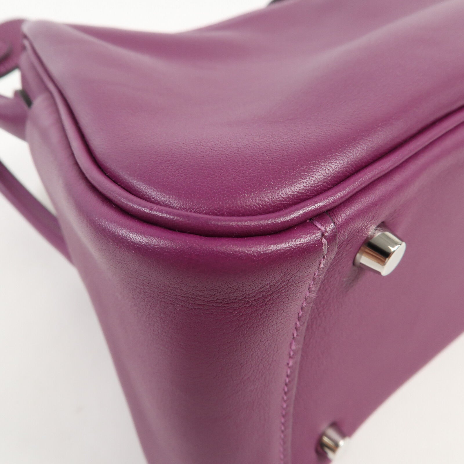 HERMES Swift皮革Mini Lindy銀扣手挽肩背兩用袋Anemone