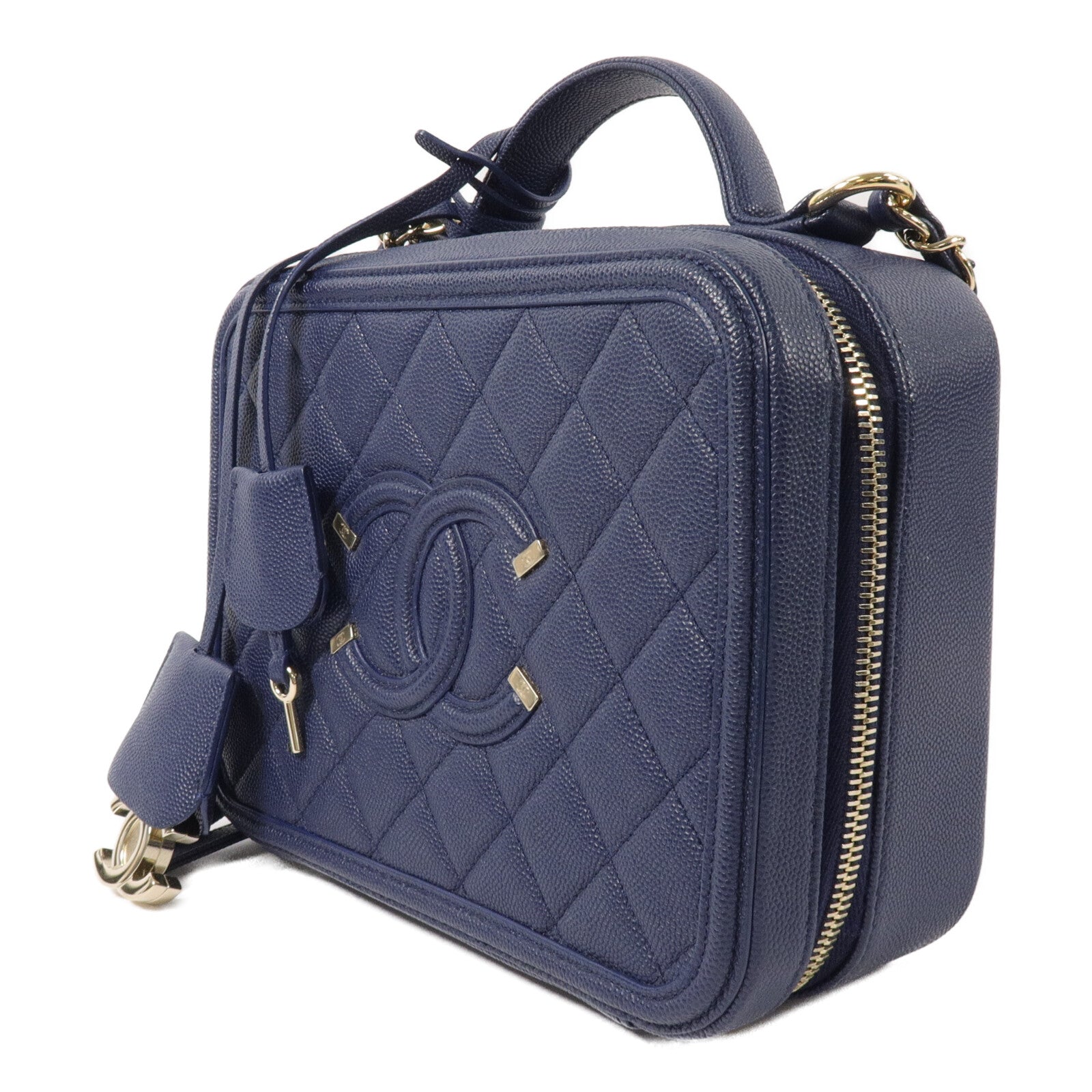 CHANEL 牛皮皮革Vanity Case鏈帶手挽肩背兩用袋