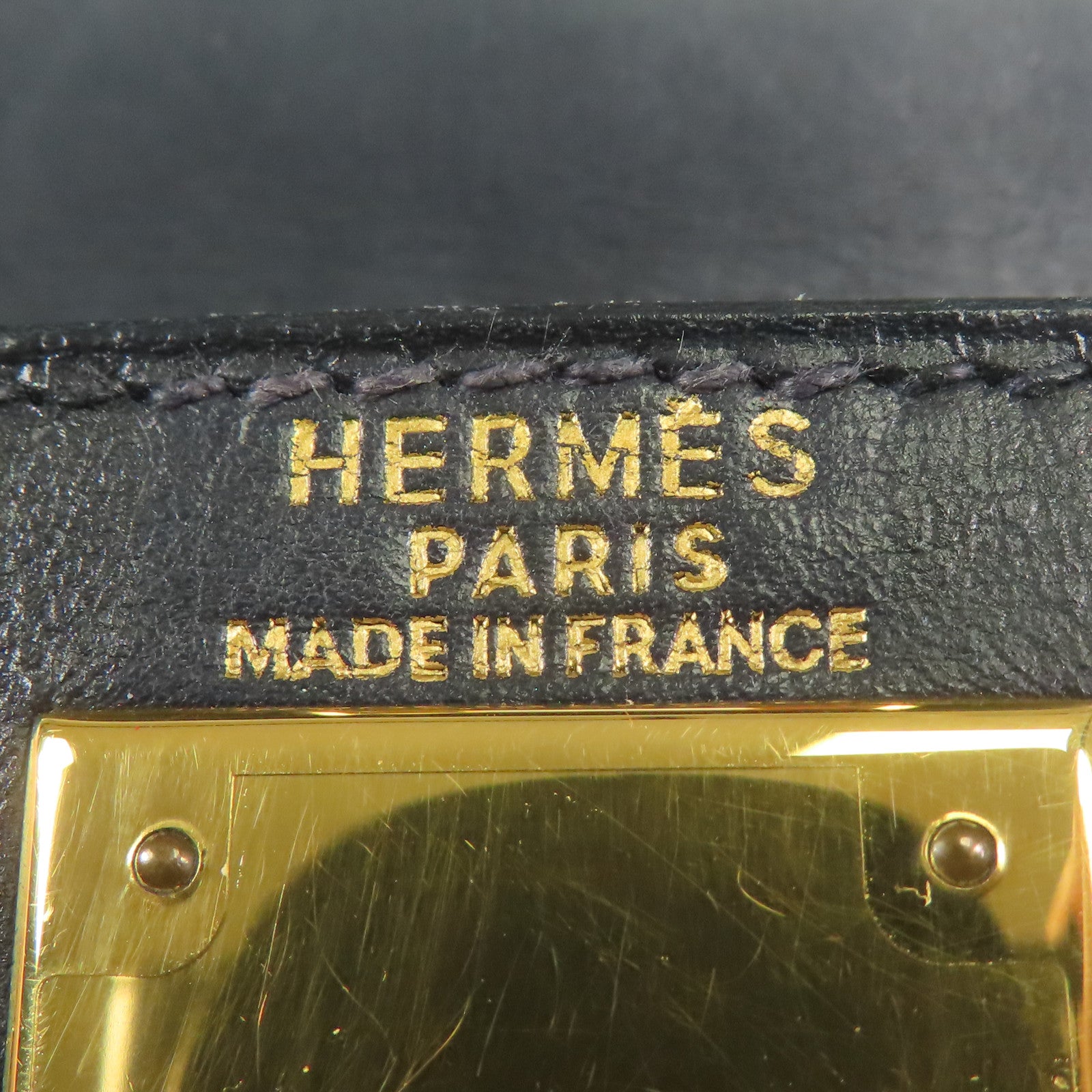 HERMES Box Calf皮革Vintage Kelly 28金扣手挽袋Black