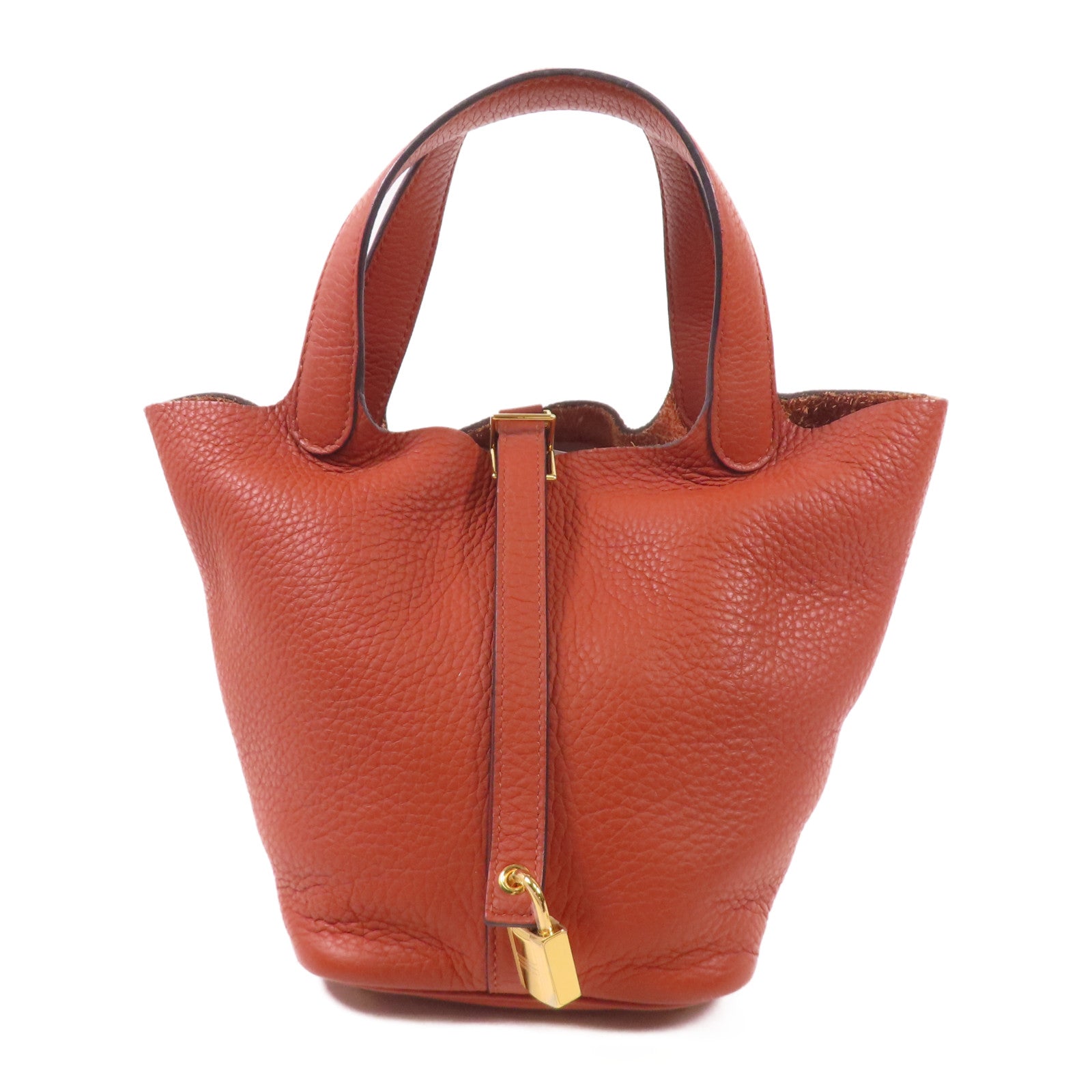 HERMES 【激減優惠】Clemence皮革Picotin PM金扣手挽袋Cuirre