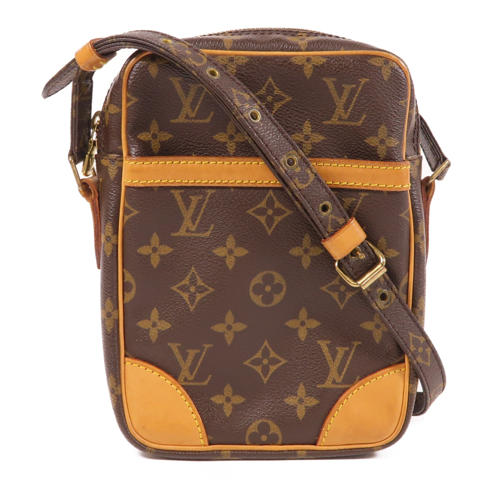 LOUIS VUITTON Monogram Danube金扣肩背袋棕色