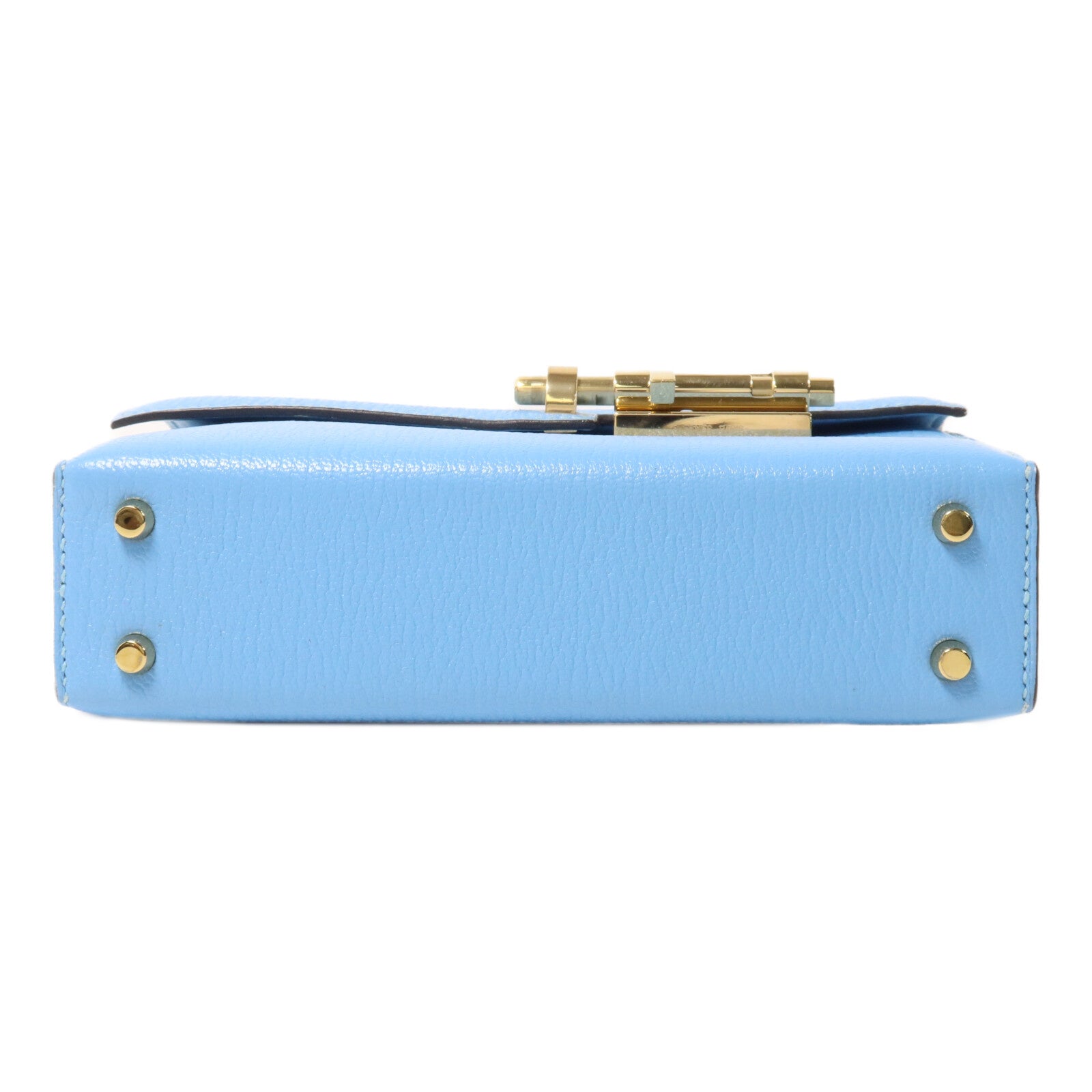 HERMES Chevre皮革Verrou Mini鏈帶肩背袋Celeste